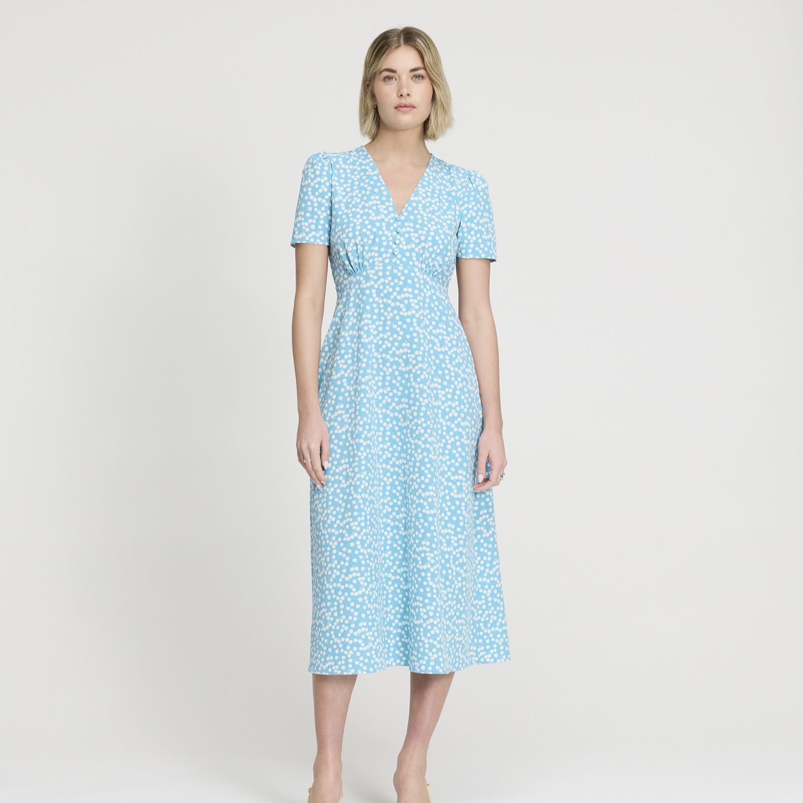 Finery London Nieve Printed V Neck Midi Dress Standard