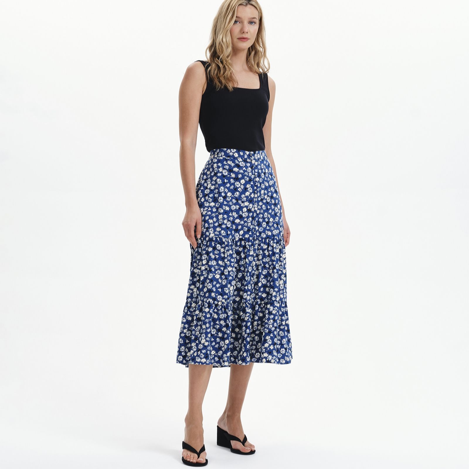 Finery London Printed Tiered Maxi Skirt