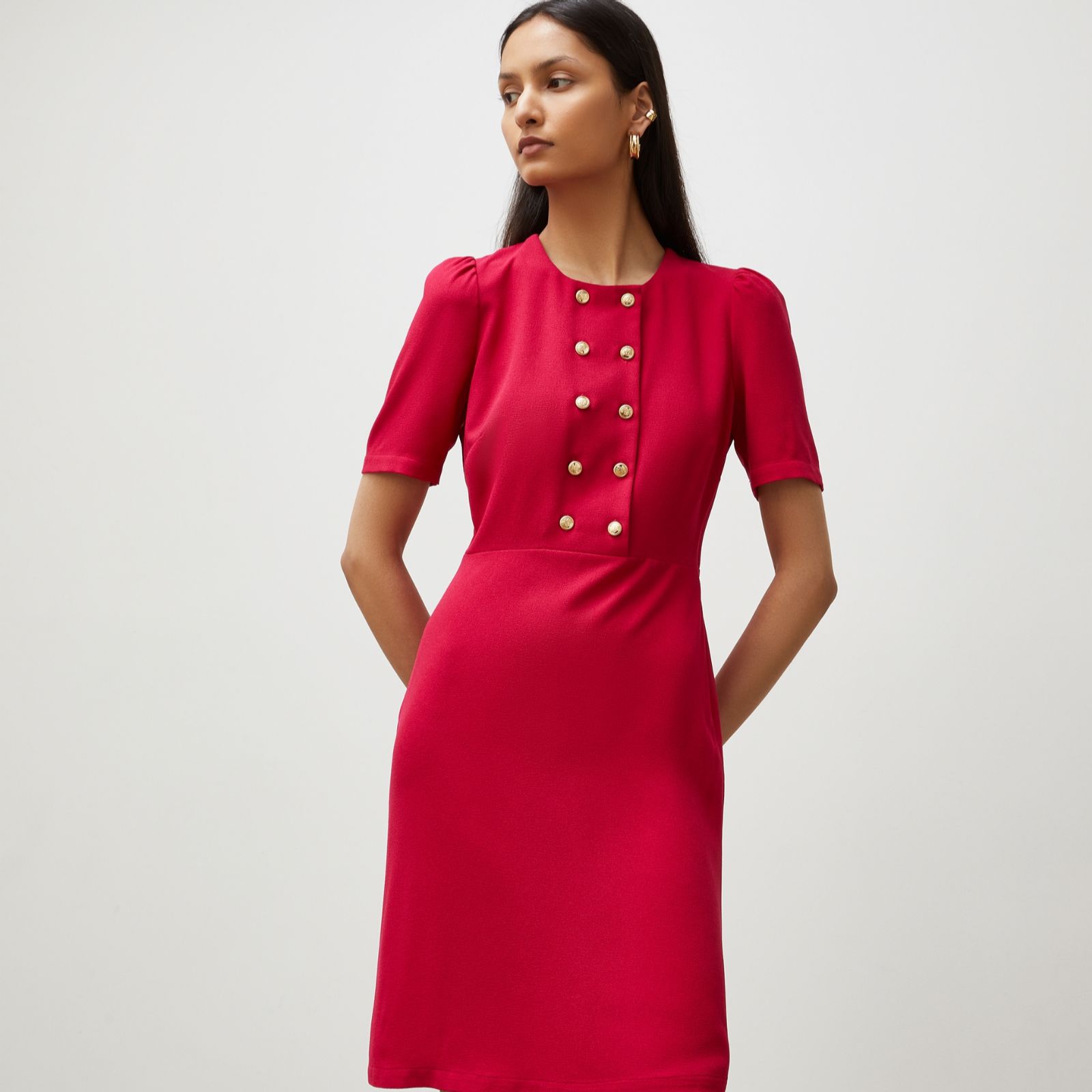 Finery Tasmin Ponte dress with Button Detail - QVC UK