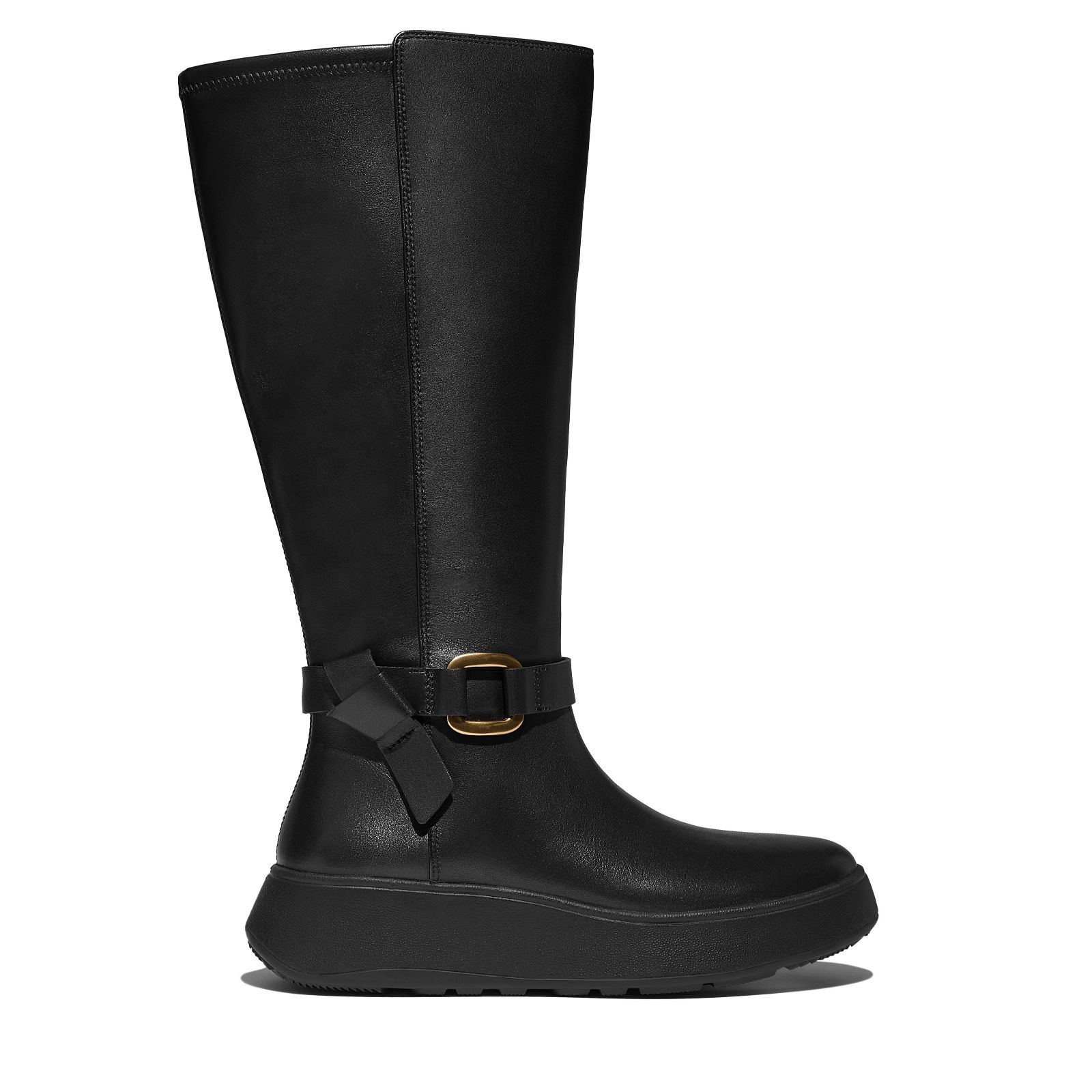 Fitflop F-Mode Square-Ring Leather Flatform Tall Boot