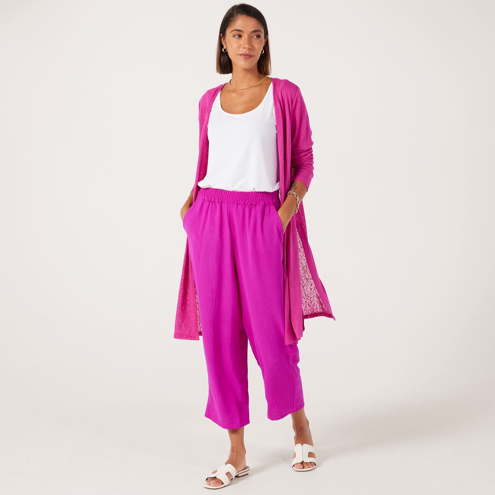 Kim & Co Crinkle Poplin Ankle Length Relaxed Petite Trousers