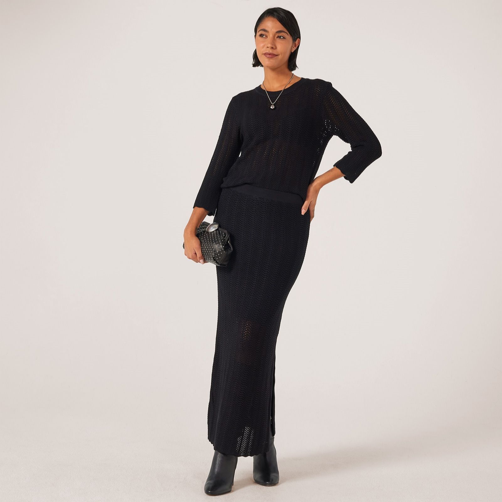 Izabel London Pointelle Scallop Edge Skirt