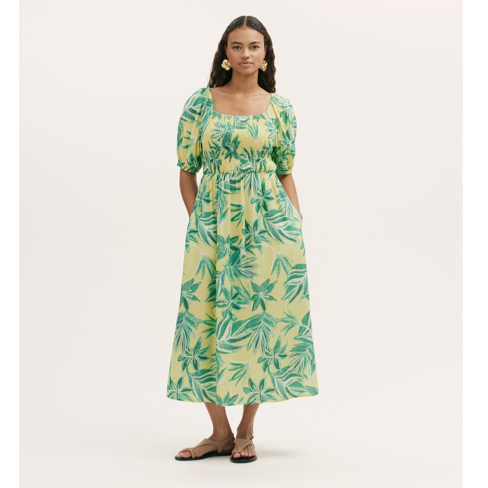 Finery London Enzo Printed Puff Sleeve Dress