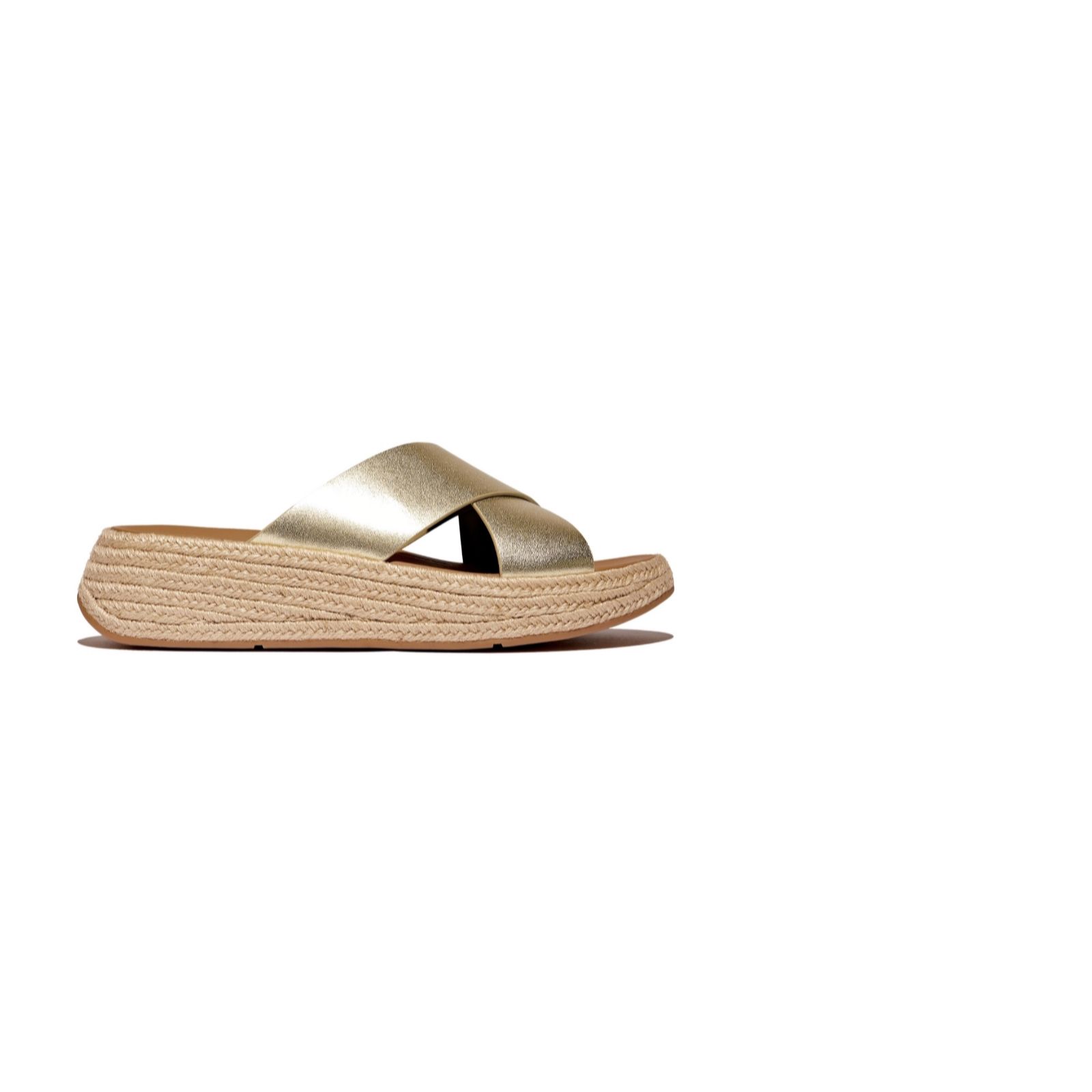 Outlet Fitflop F-mode Espadrille Leather Flatform Cross Slide