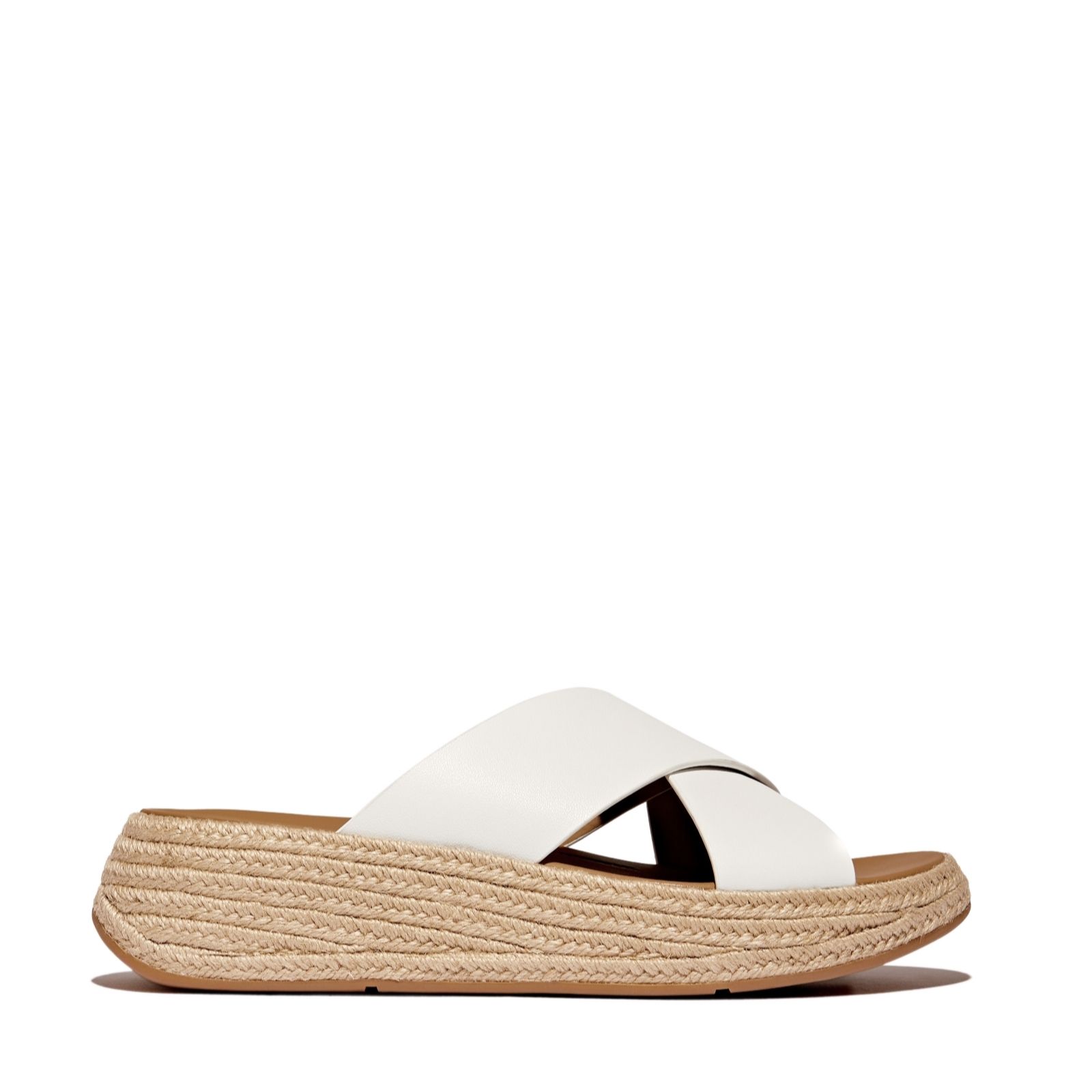 Outlet Fitflop F-mode Espadrille Leather Flatform Cross Slide