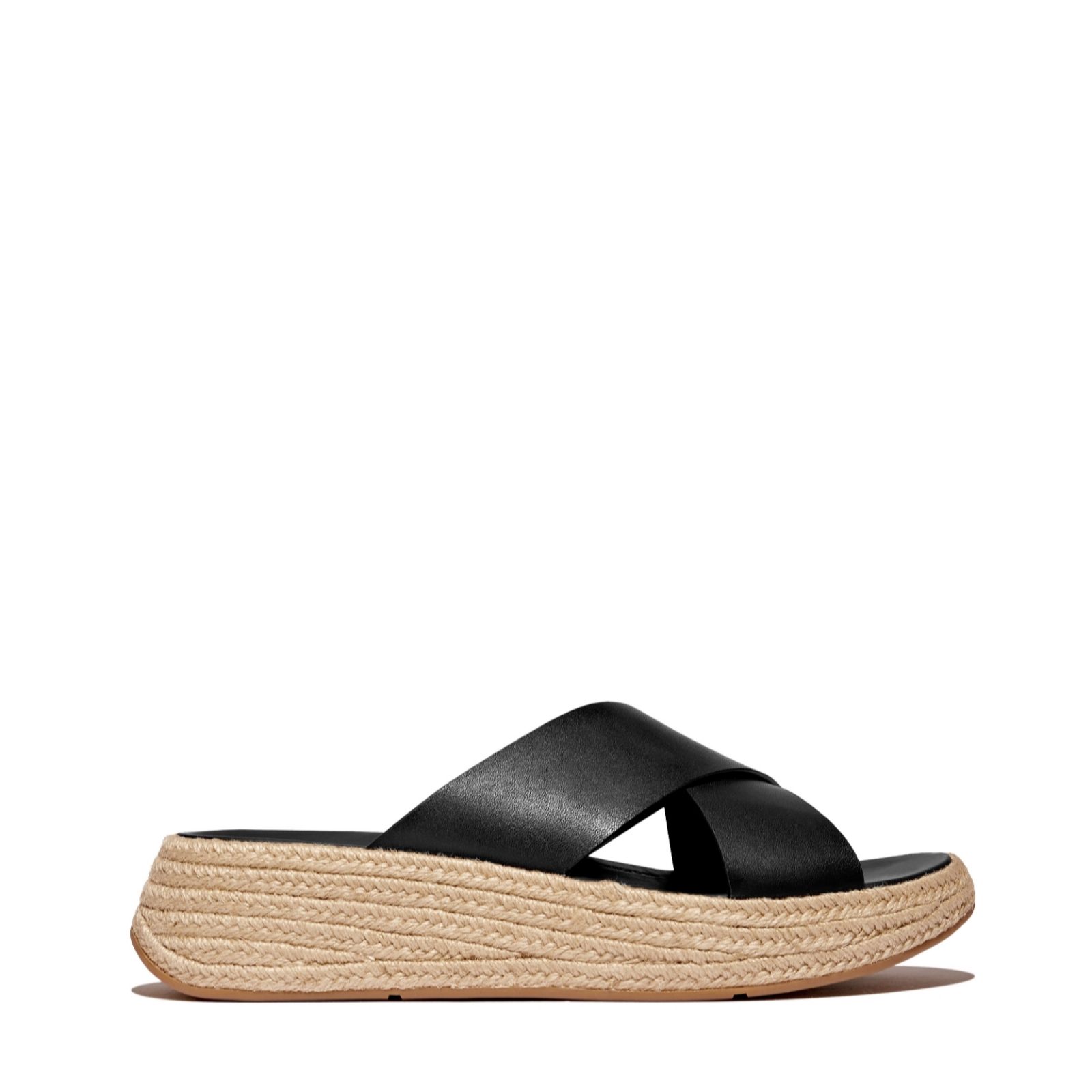 Outlet Fitflop F-mode Espadrille Leather Flatform Cross Slide