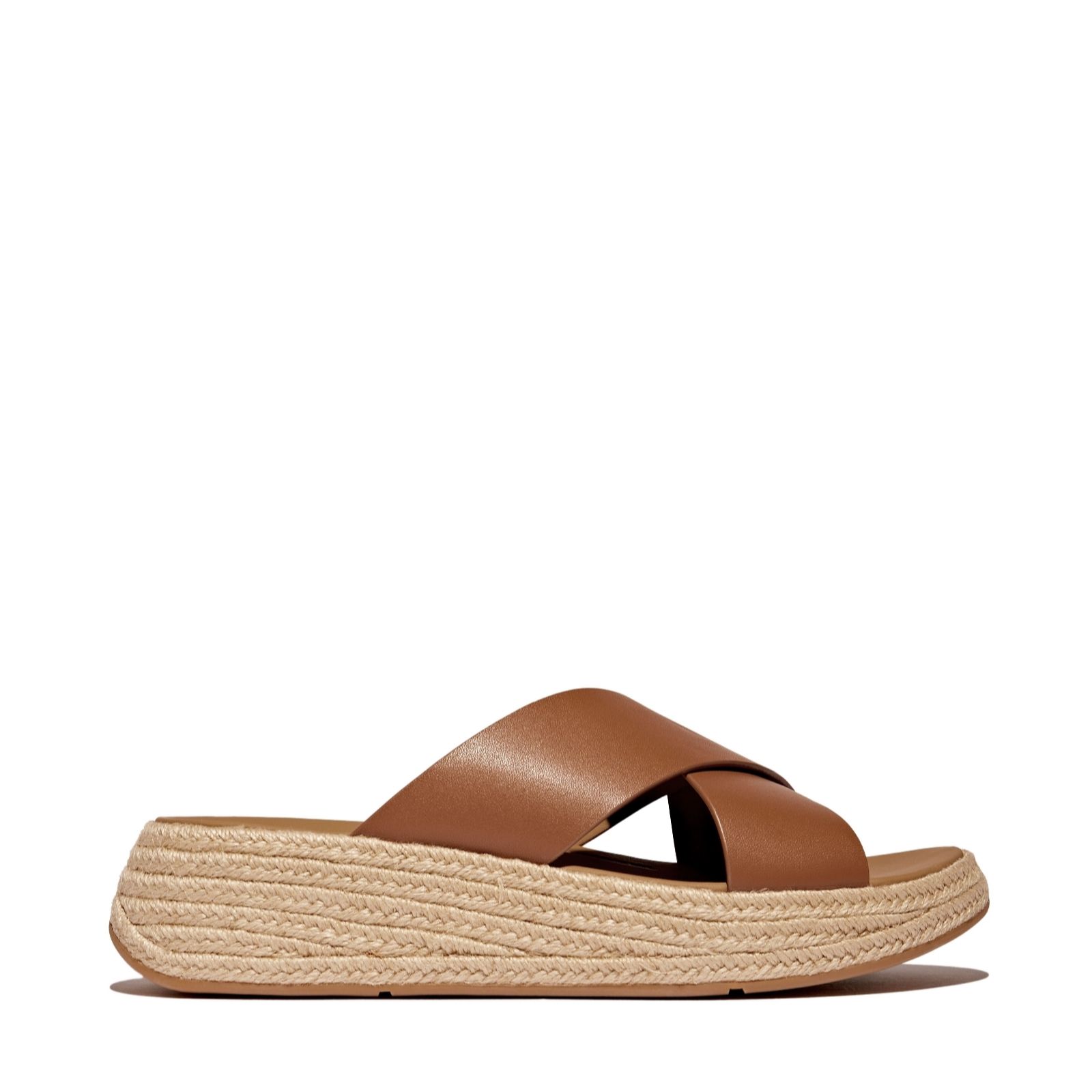 Outlet Fitflop F-mode Espadrille Leather Flatform Cross Slide