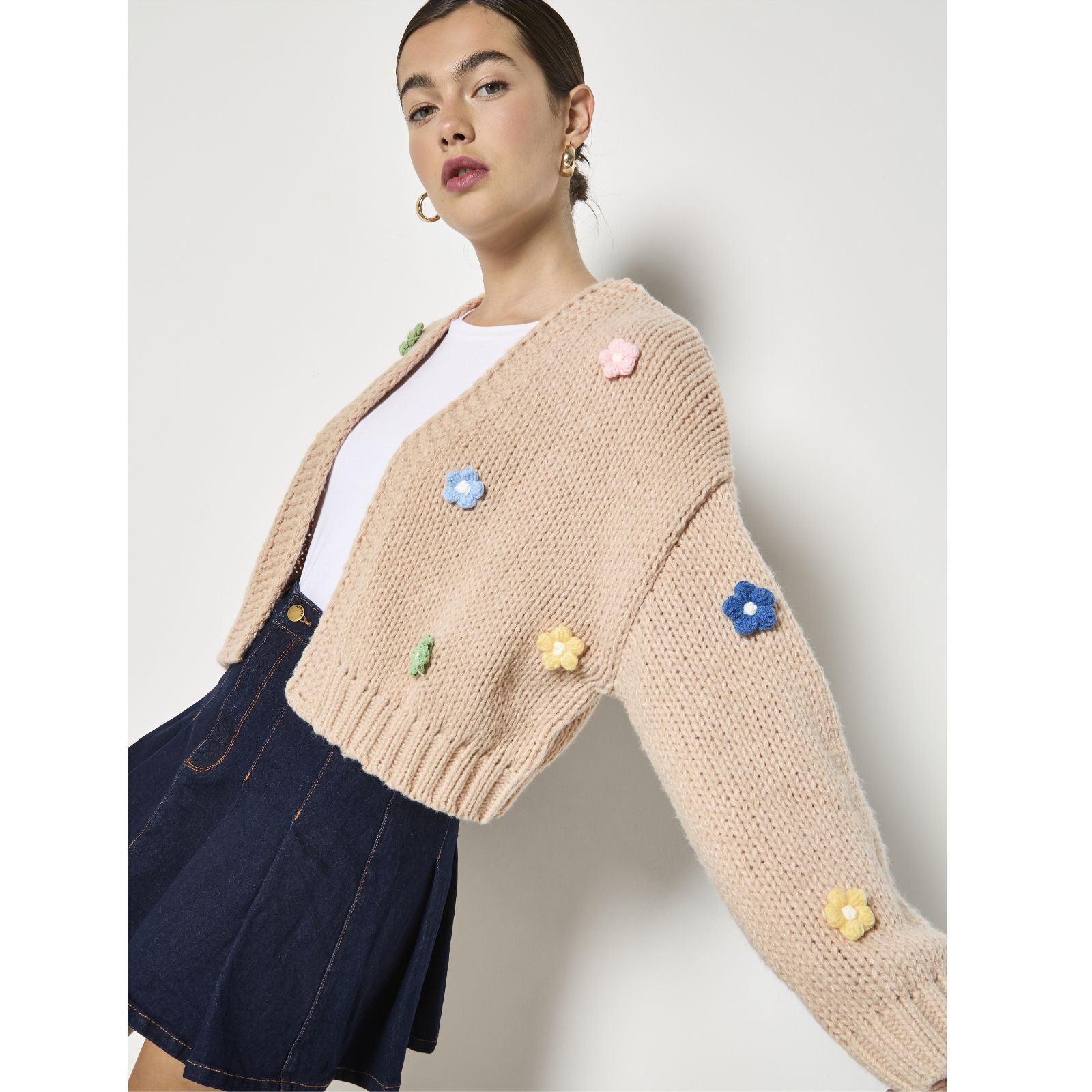 Apricot Colourful Daisies Cardigan