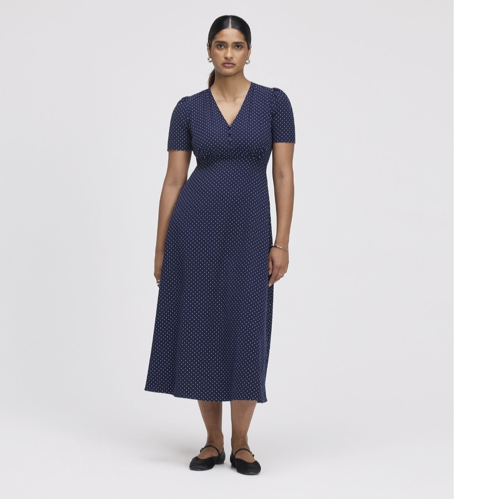 Finery London Nieve Printed V Neck Midi Dress Petite