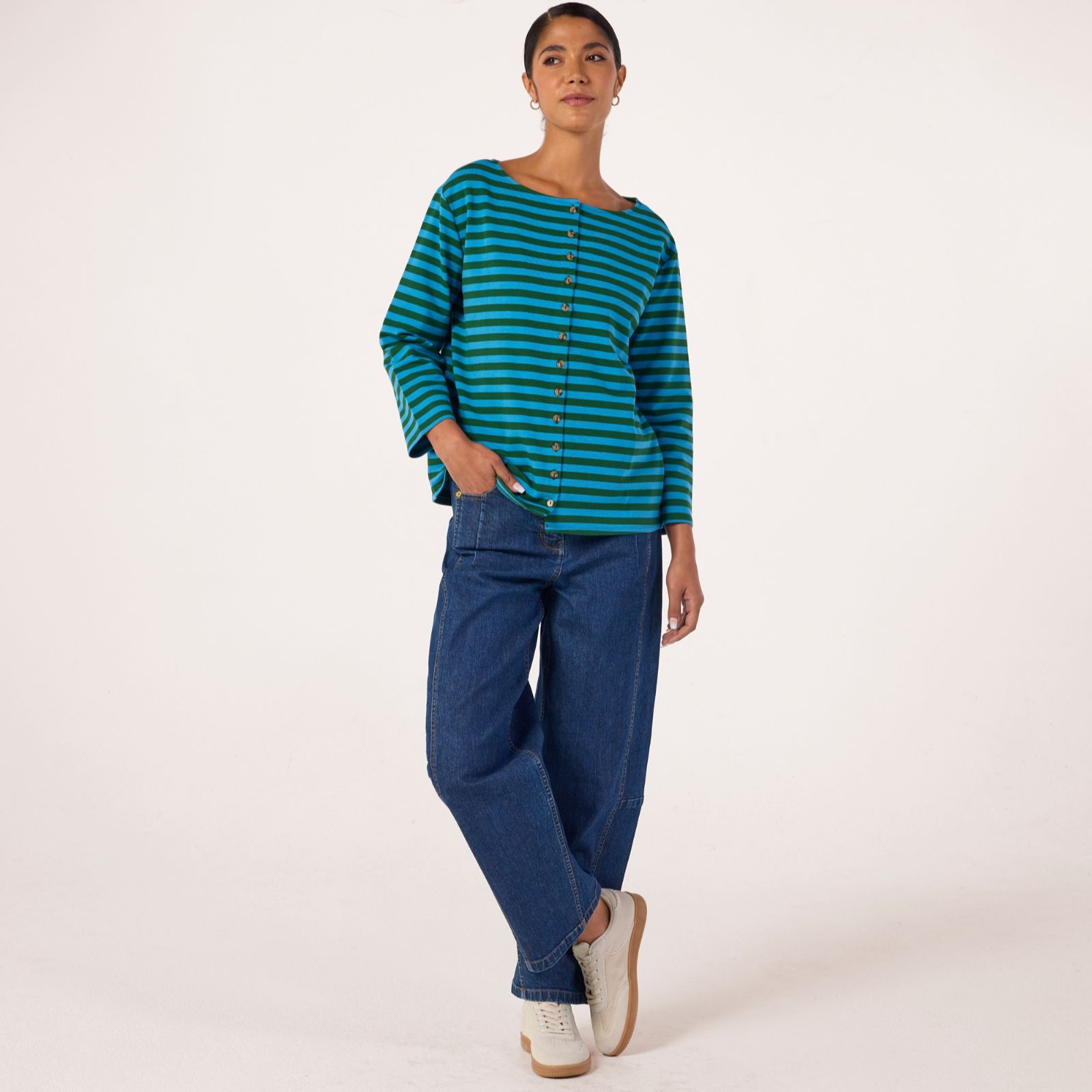 Ben de Lisi Stripe Button Front Top