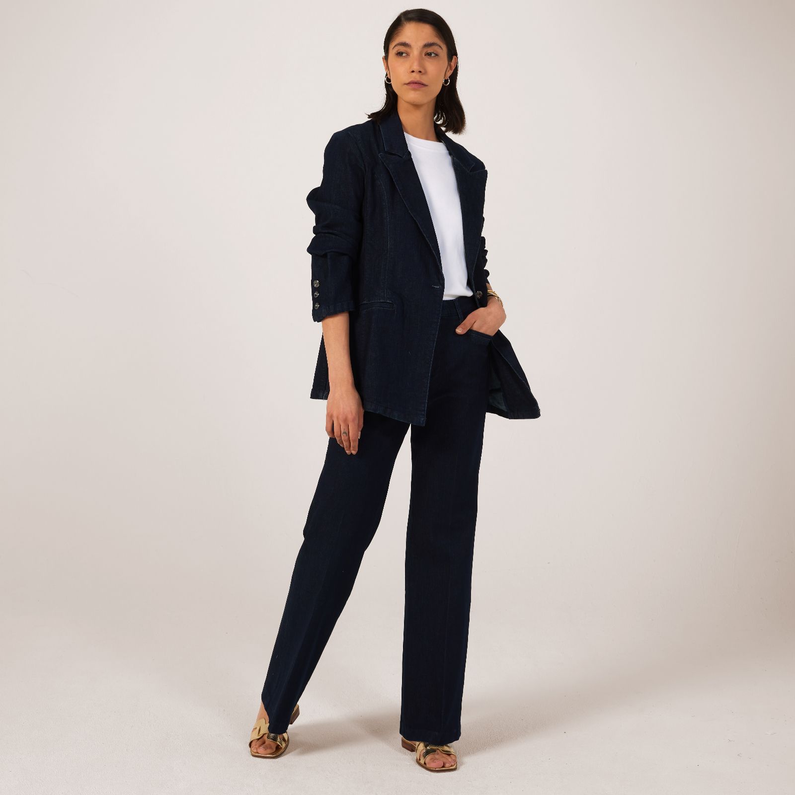 Wynne Denim Tailored Blazer - QVC UK