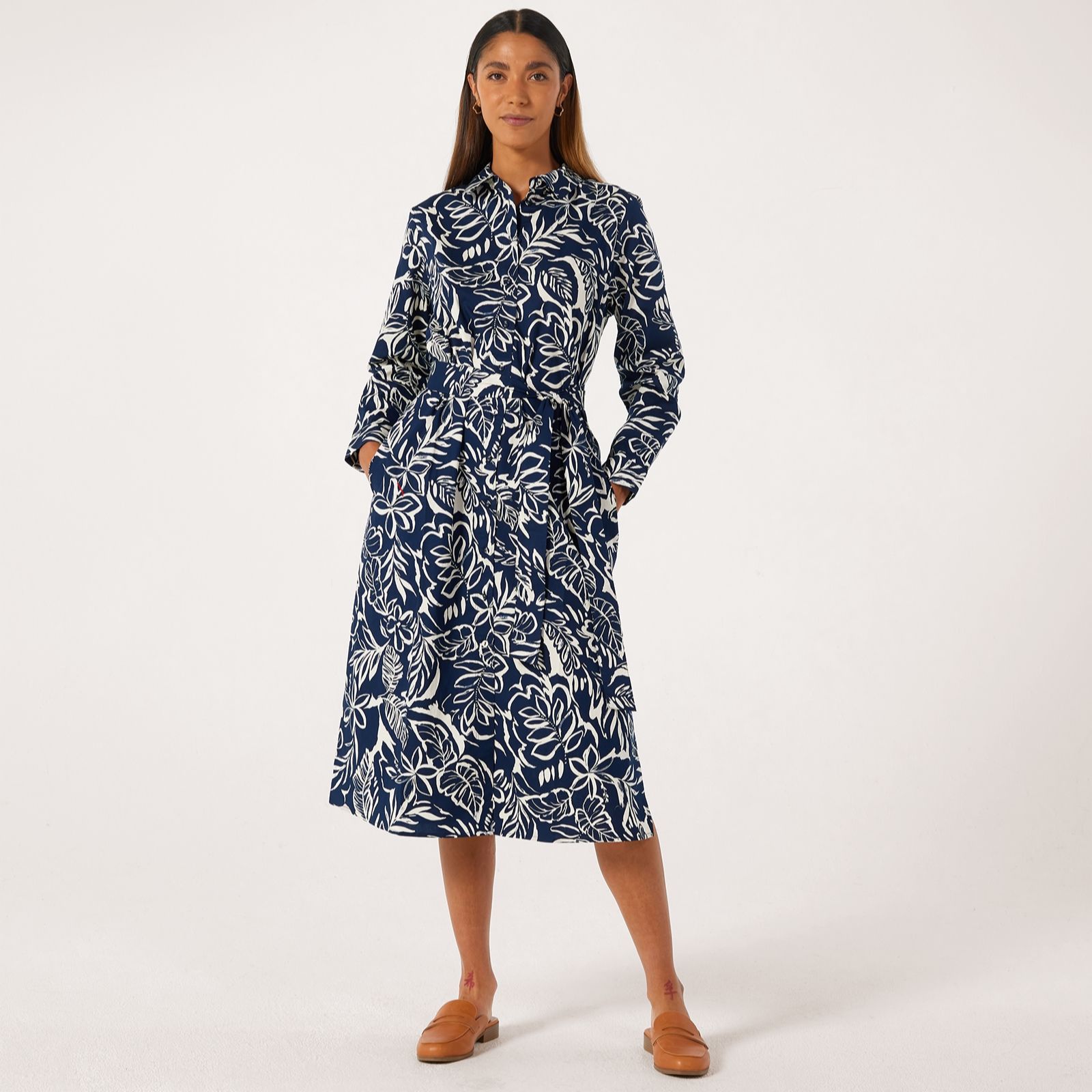 Ben de Lisi Printed Cotton Poplin Shirt Dress