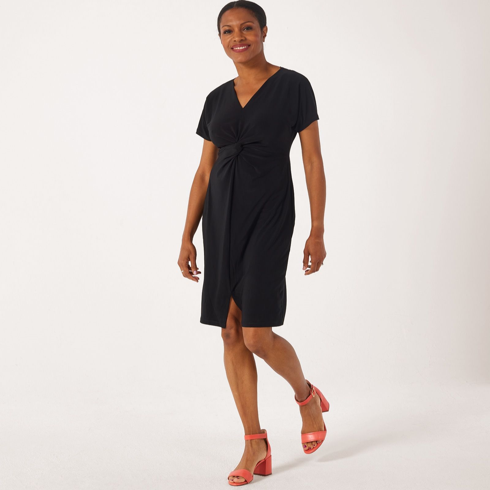 Kim & Co Deluxe Brazil Jersey Short Sleeve Twist Front Dress
