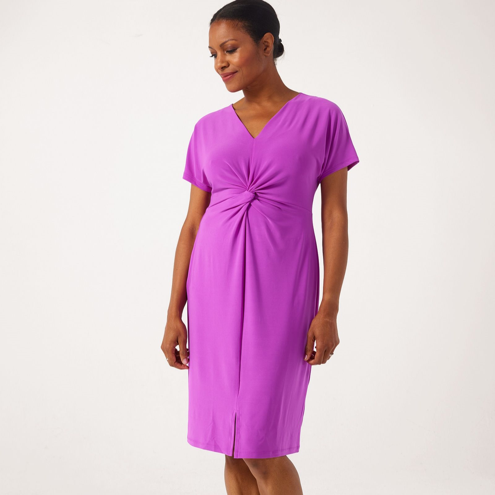 Kim & Co Deluxe Brazil Jersey Short Sleeve Twist Front Dress