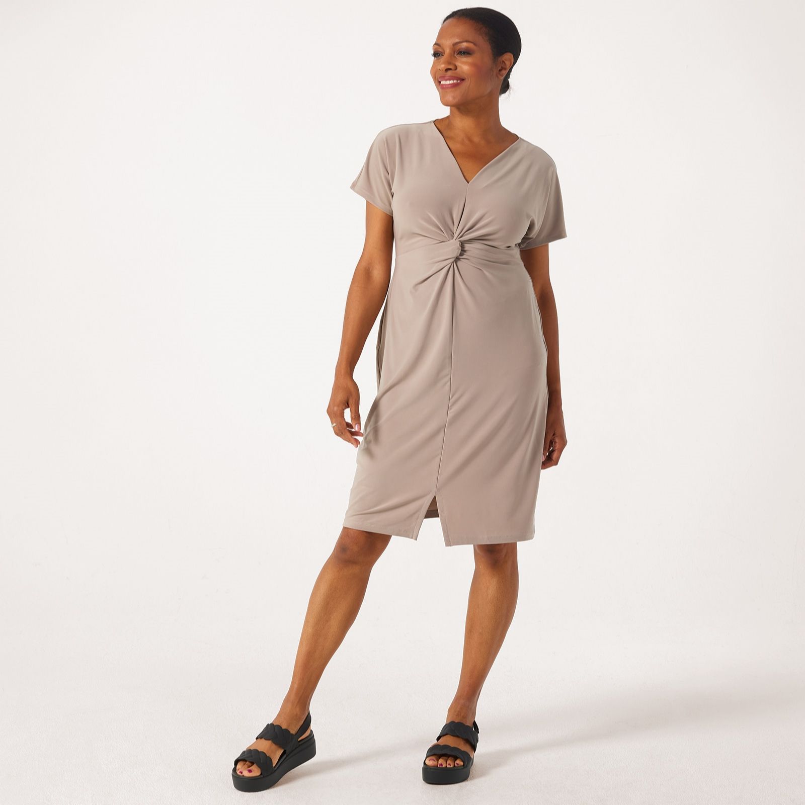 Kim & Co Deluxe Brazil Jersey Short Sleeve Twist Front Dress