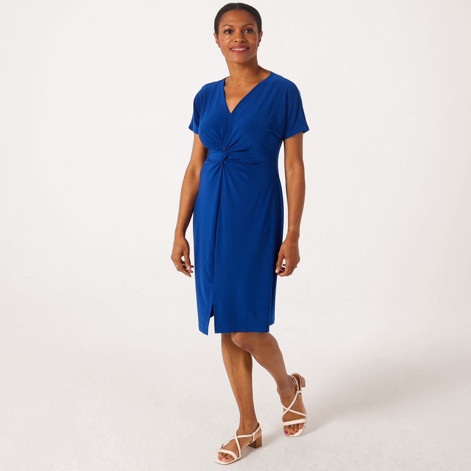 Kim & Co Deluxe Brazil Jersey Short Sleeve Twist Front Dress