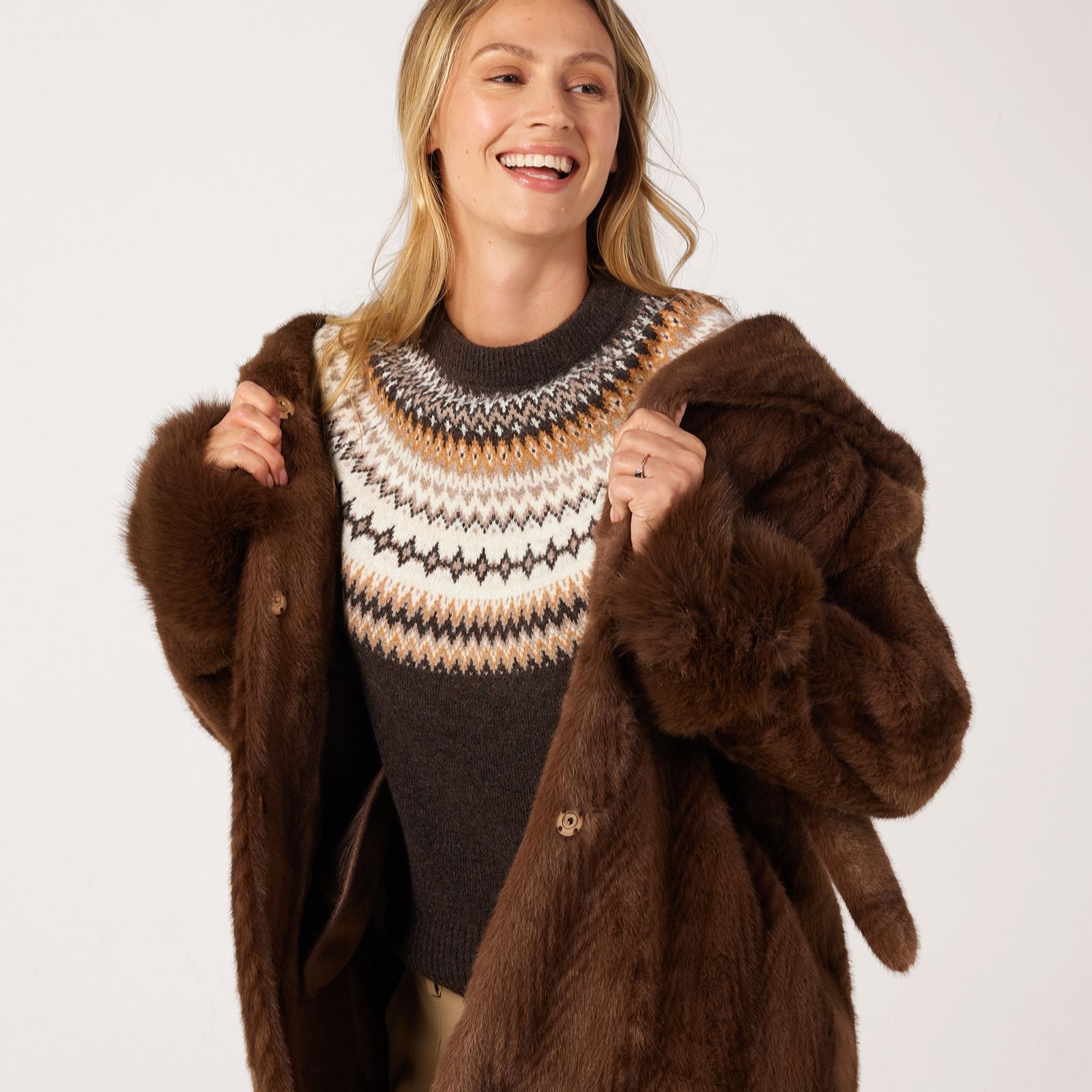 Denim & Co. Lurex Fair Isle Jumper