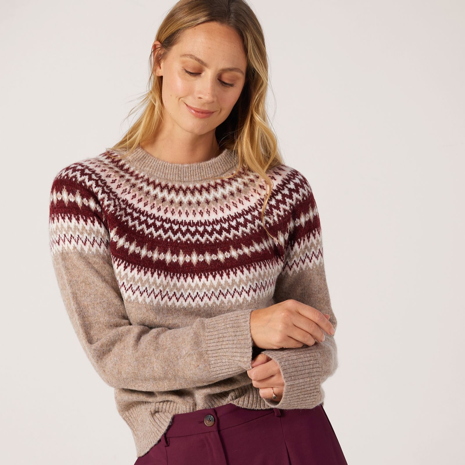Denim & Co. Lurex Fair Isle Jumper