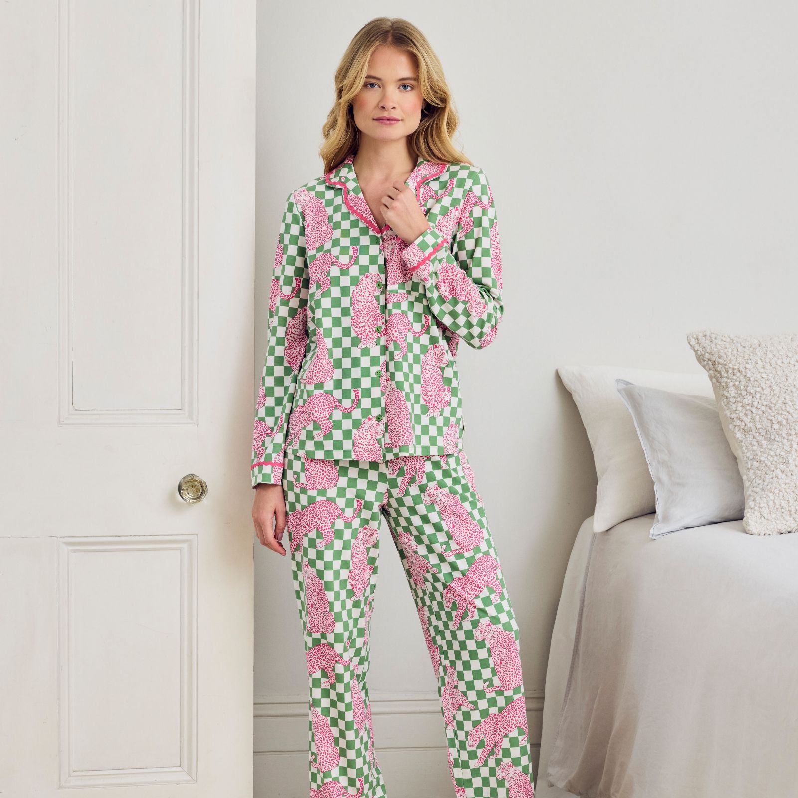 Chelsea Peers Organic Cotton Classic Long Button Up PJ Set