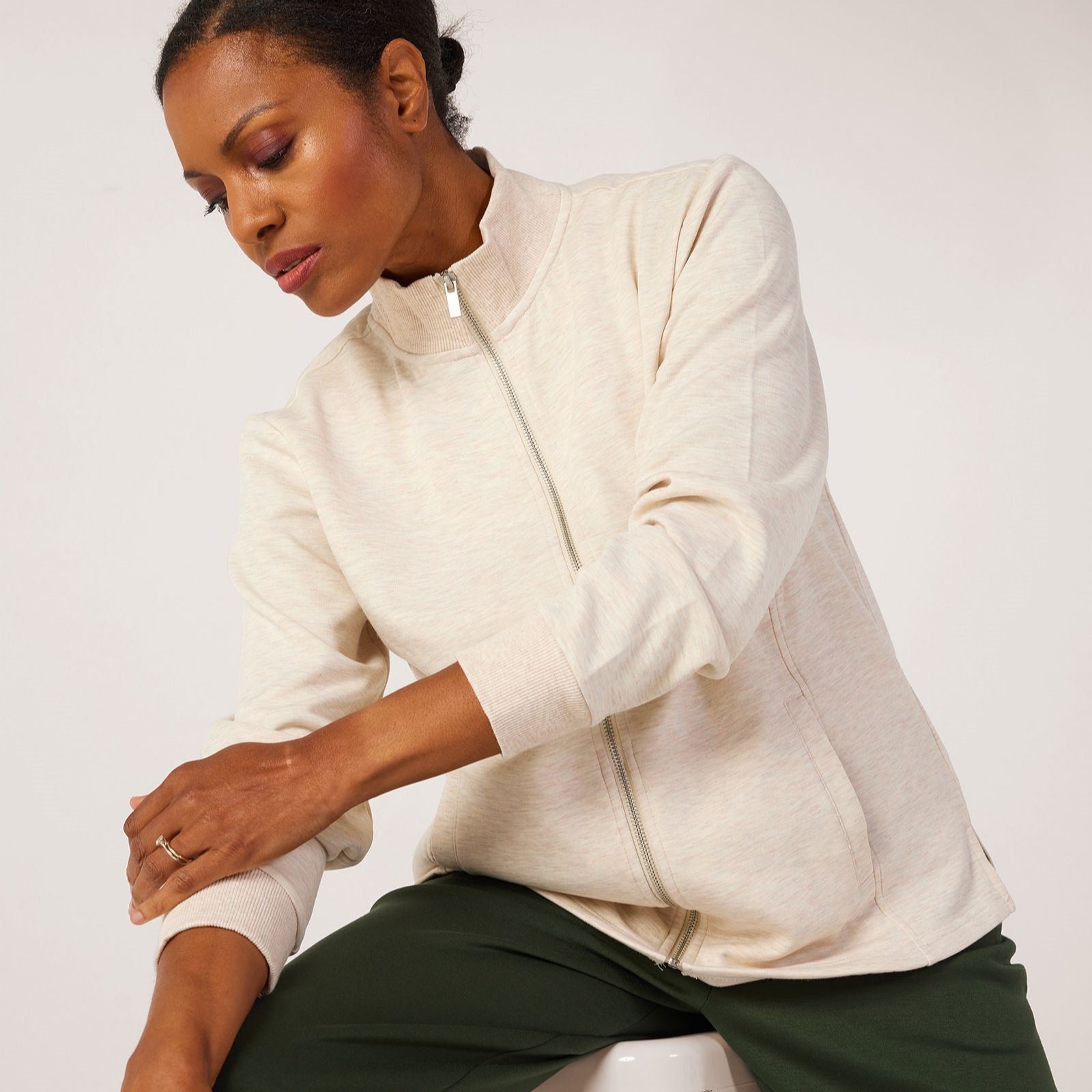Denim & Co. Super Soft Rib Zip Through Cardigan