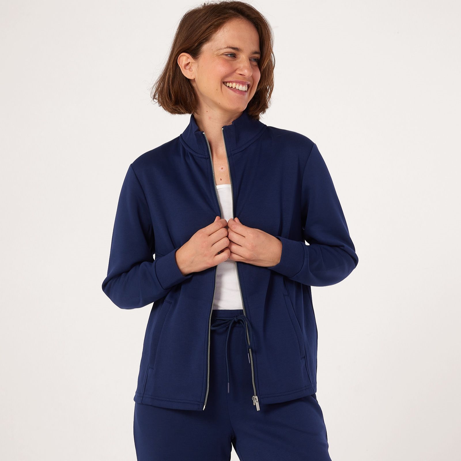 Denim & Co. Super Soft Rib Zip Through Cardigan