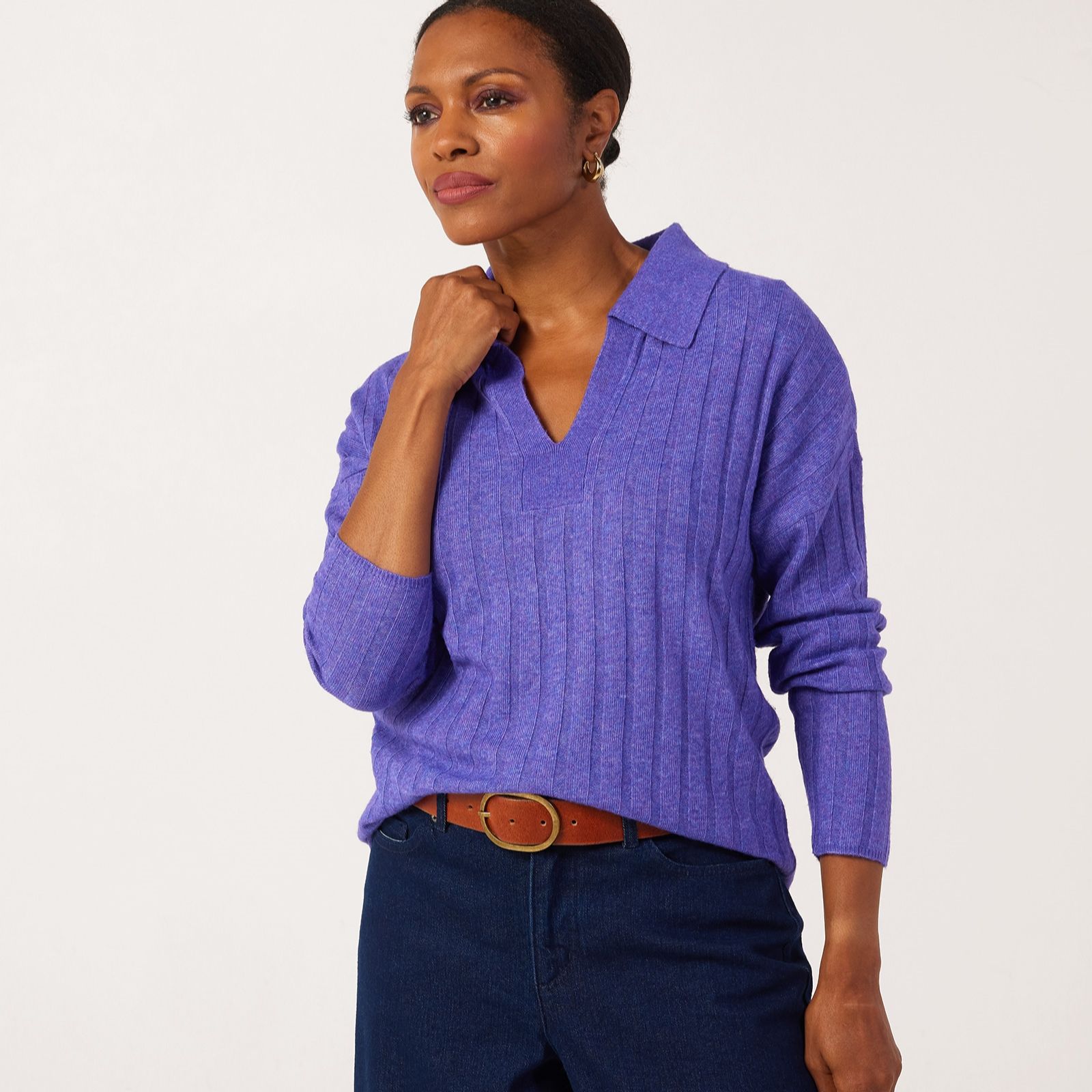 Ruth Langsford Vertical Rib Collared Jumper