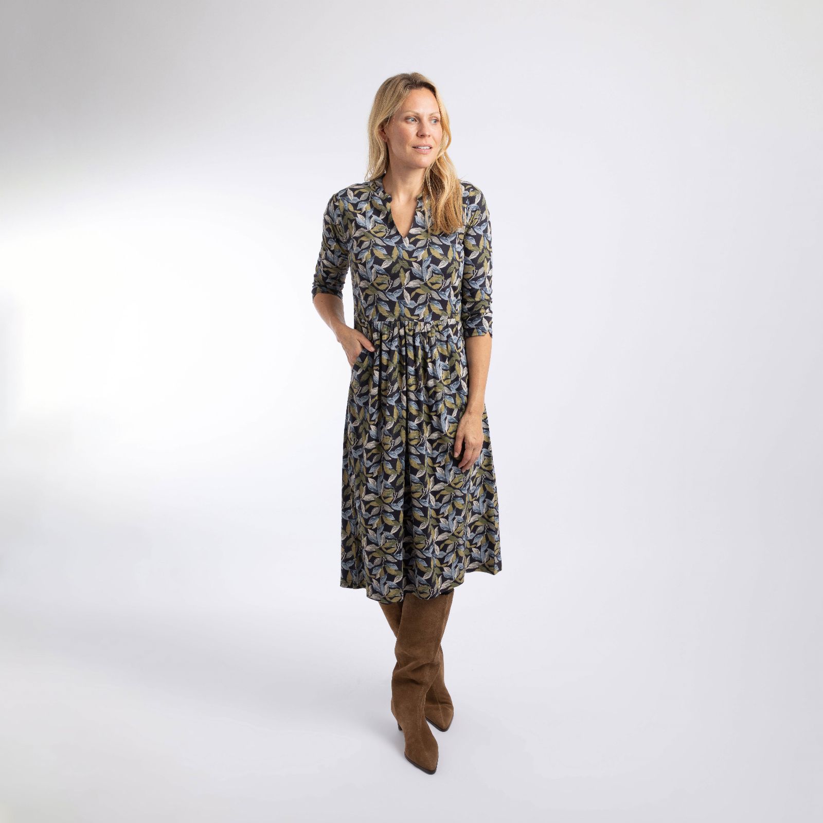 Weird Fish Isolde Printed Jersey Midi Dress