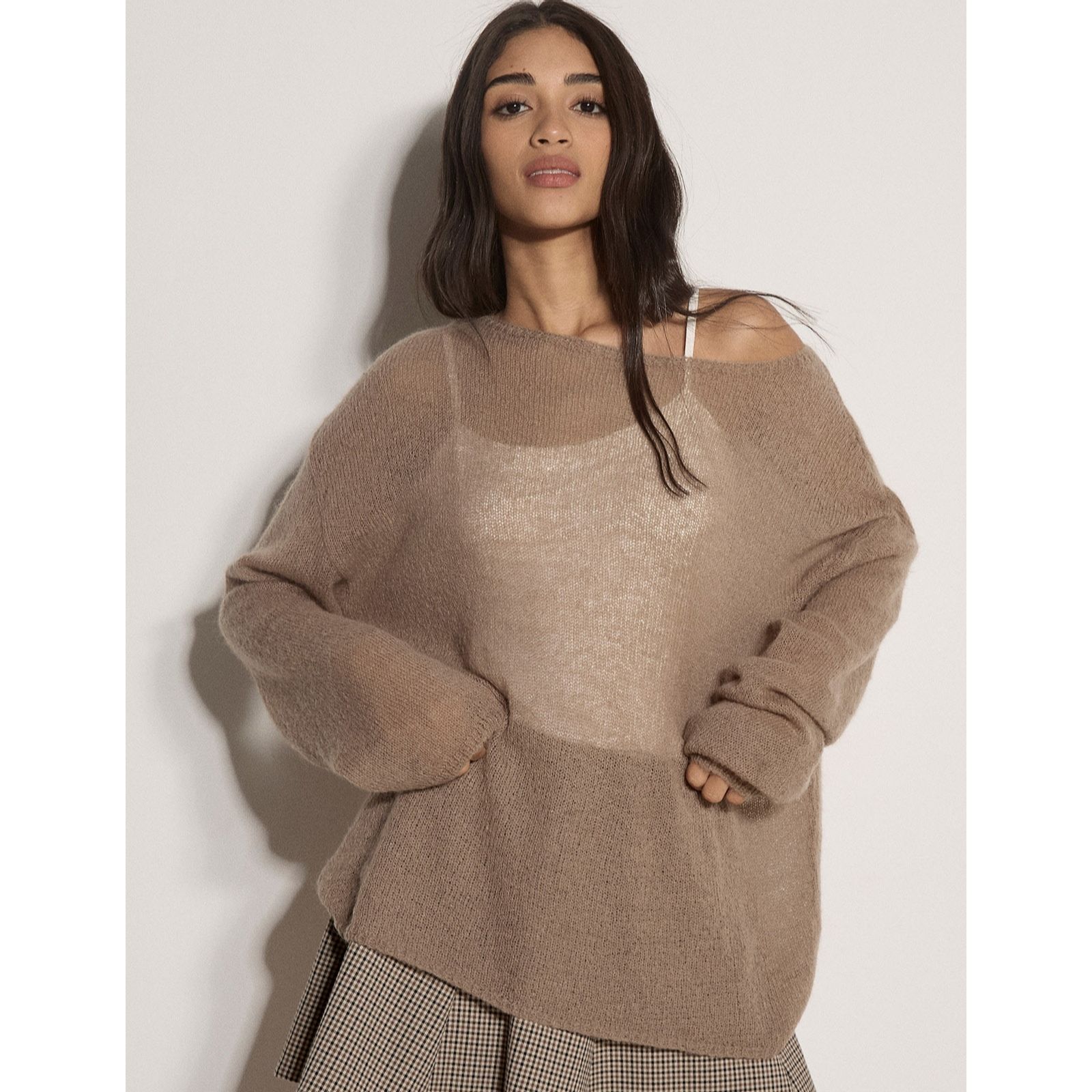 Apricot Mohair Sheer Oversized Layering Jumper