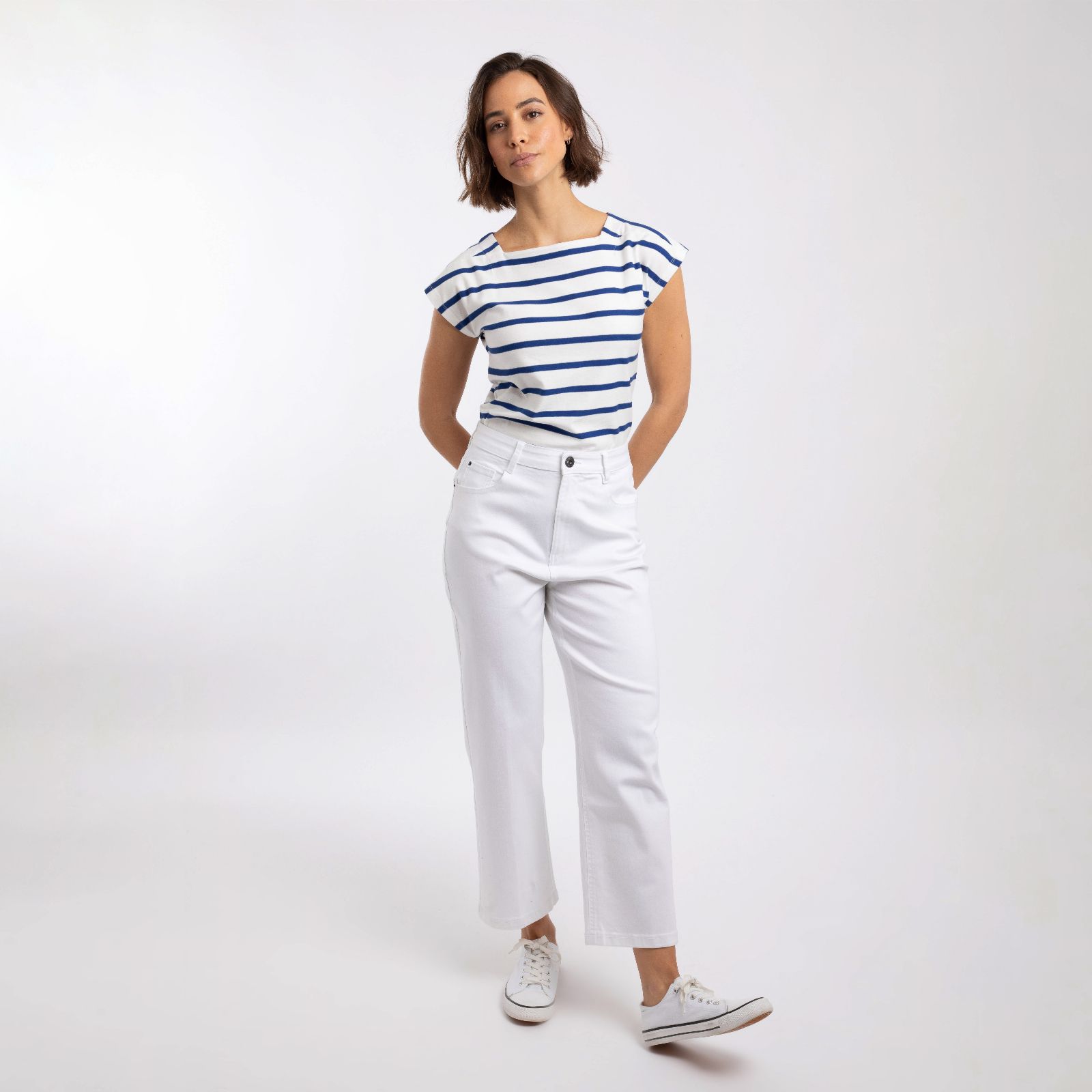 Weird Fish Soulina Wide-Leg Cropped Jeans