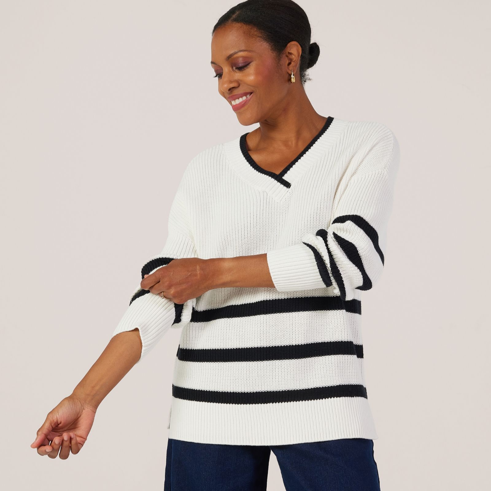 Ruth Langsford Leisurewear V Neck Stripe Jumper