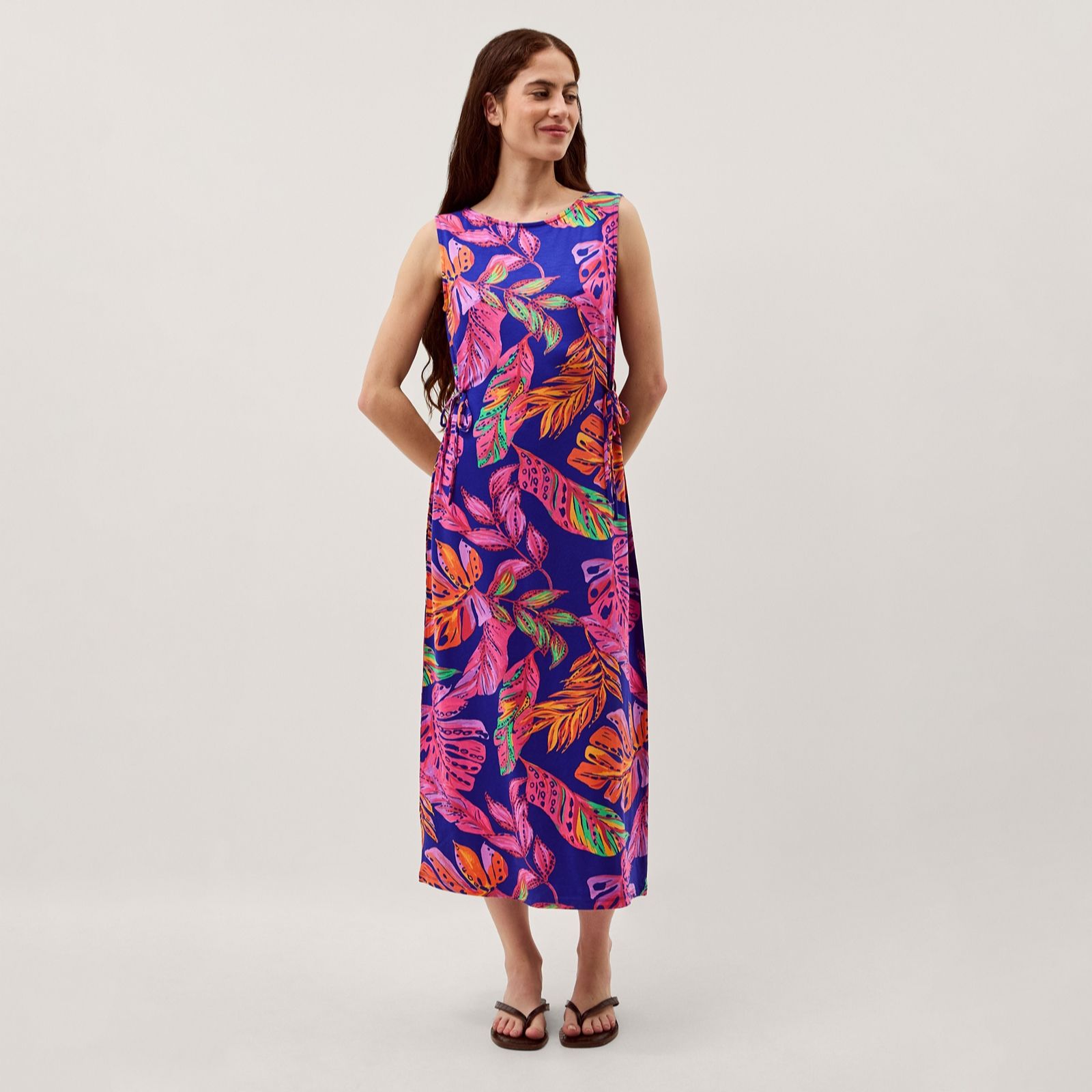 Monsoon Poppy Palm Print Jersey Dress