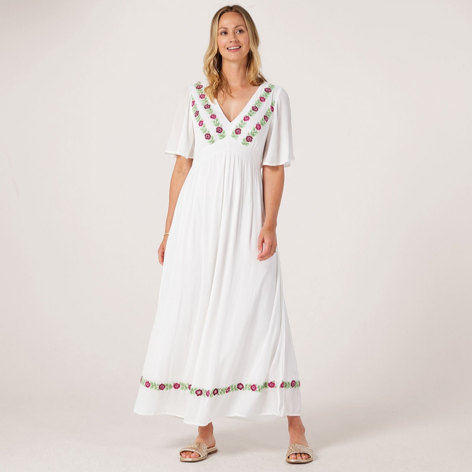 YAS Chella Embroidered Maxi Dress