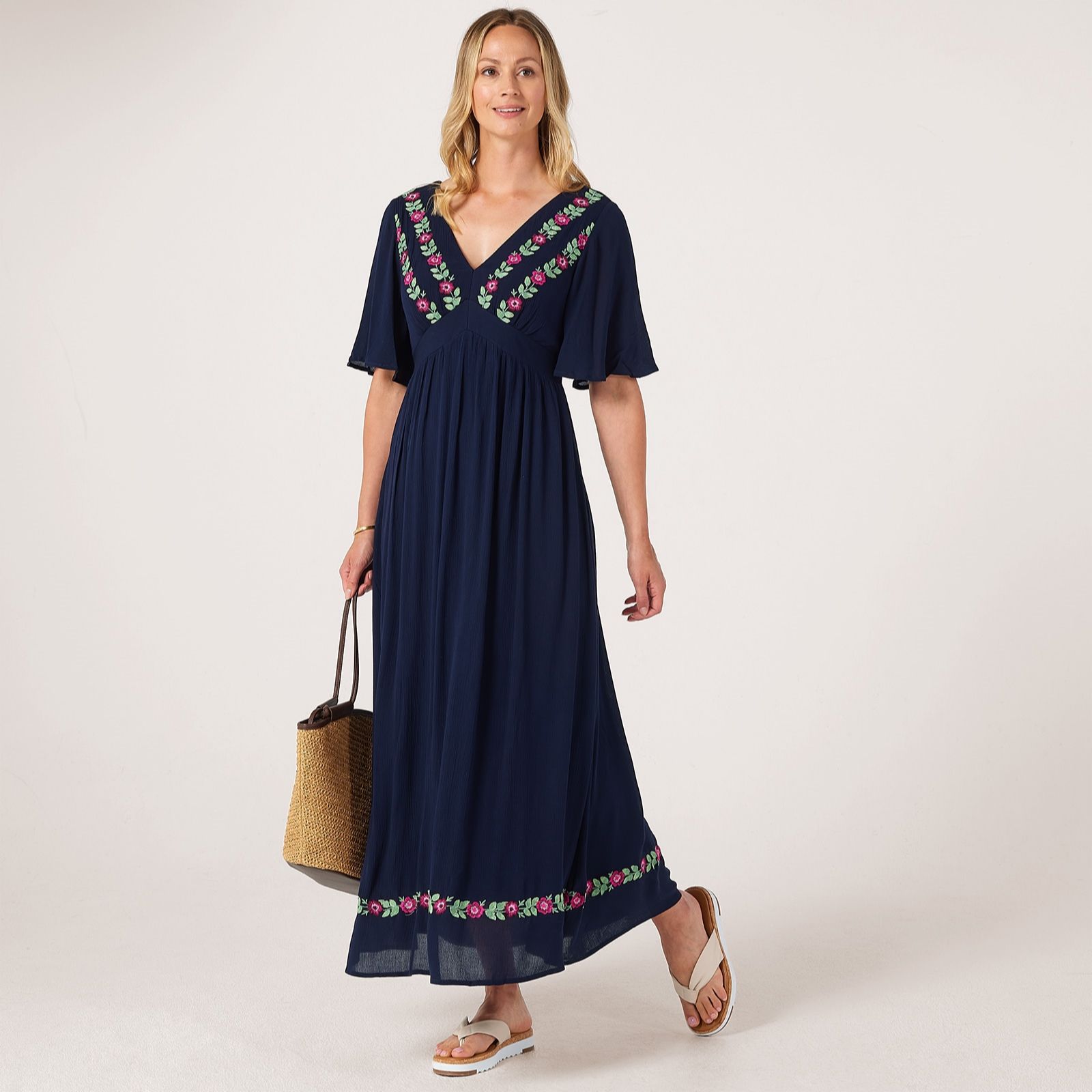 YAS Chella Embroidered Maxi Dress