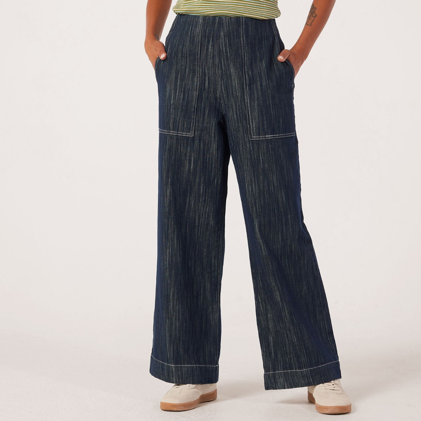 Ben De Lisi Wide Leg Patch Pocket Denim Trouser Standard