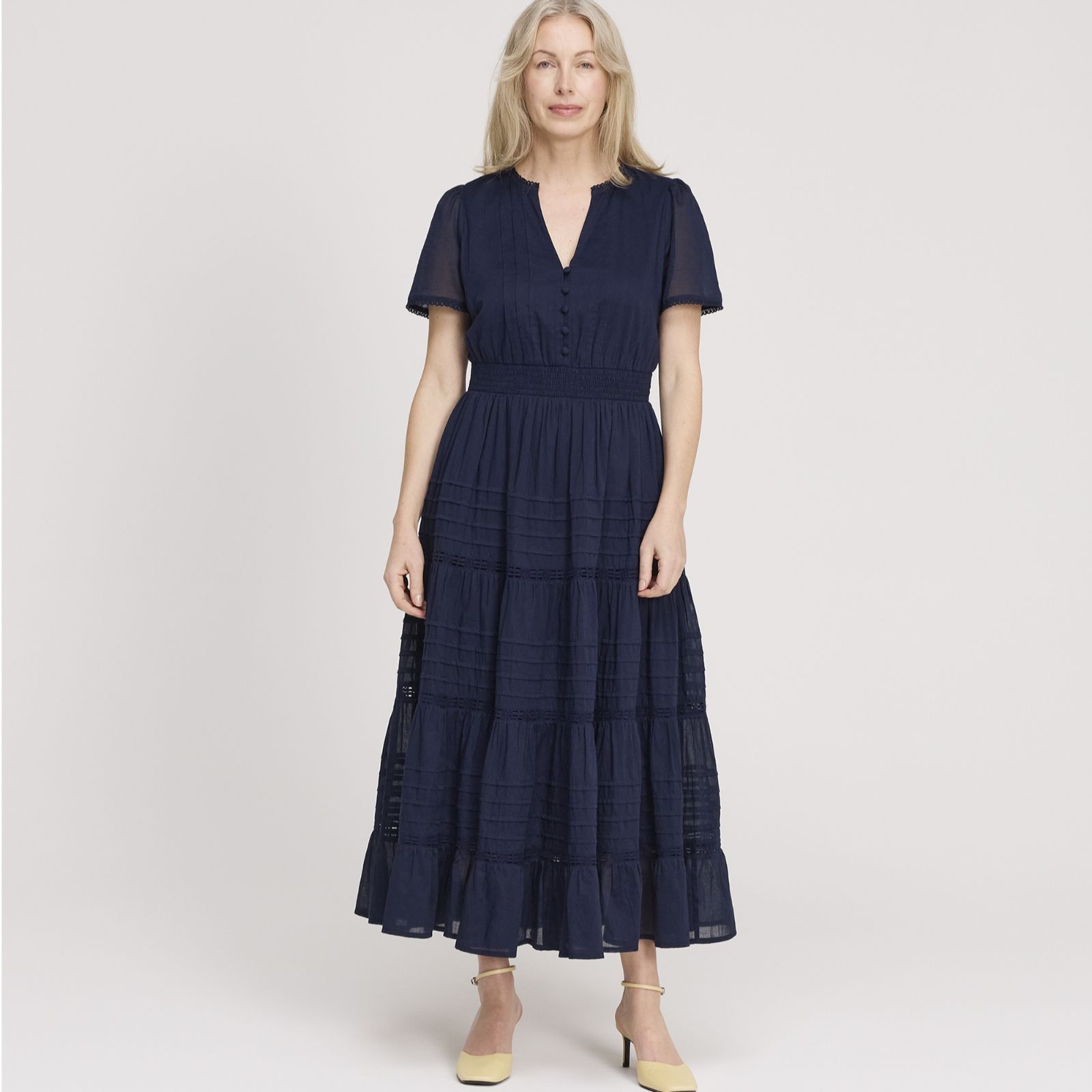 Finery London Juniper 100% Cotton Voile Tiered Dress Standard