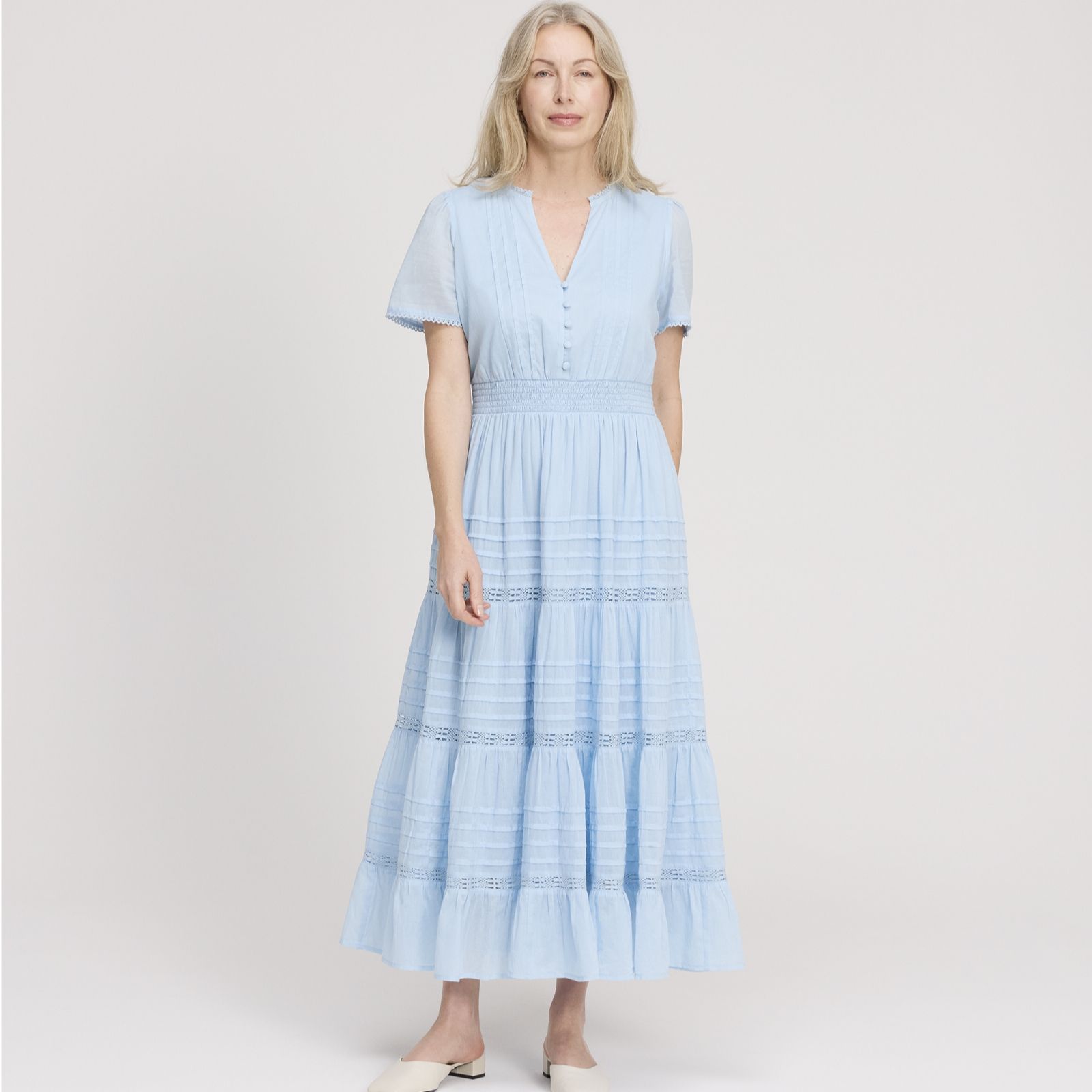 Finery London Juniper 100% Cotton Voile Tiered Dress Standard