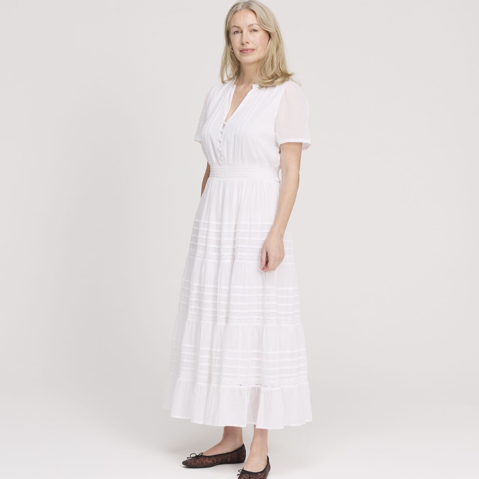 Finery London Juniper 100% Cotton Voile Tiered Dress Standard