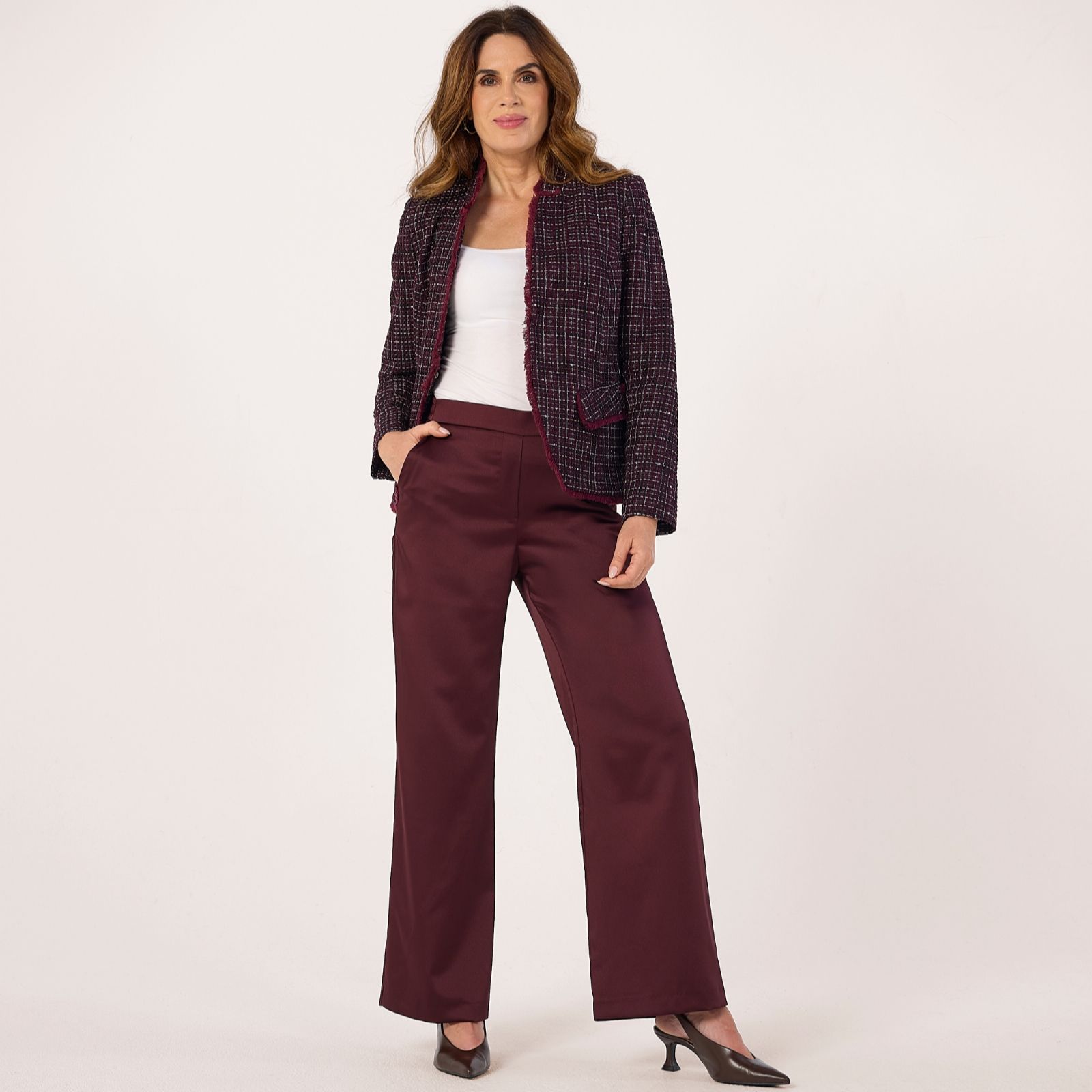 Helene Berman Satin Trouser with Stretch Waistband