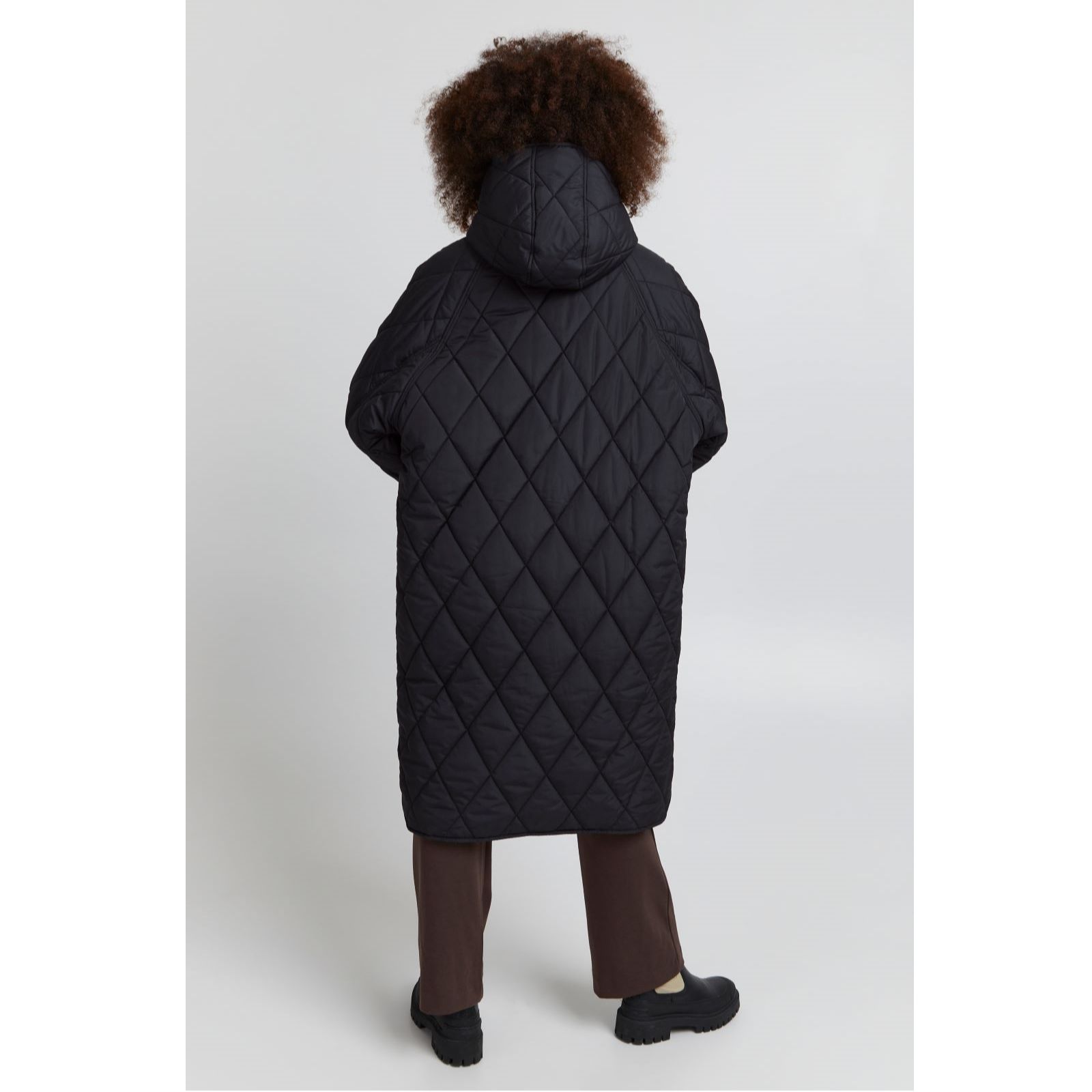 ICHI Hansa Diamond Quilted Coat - QVC UK