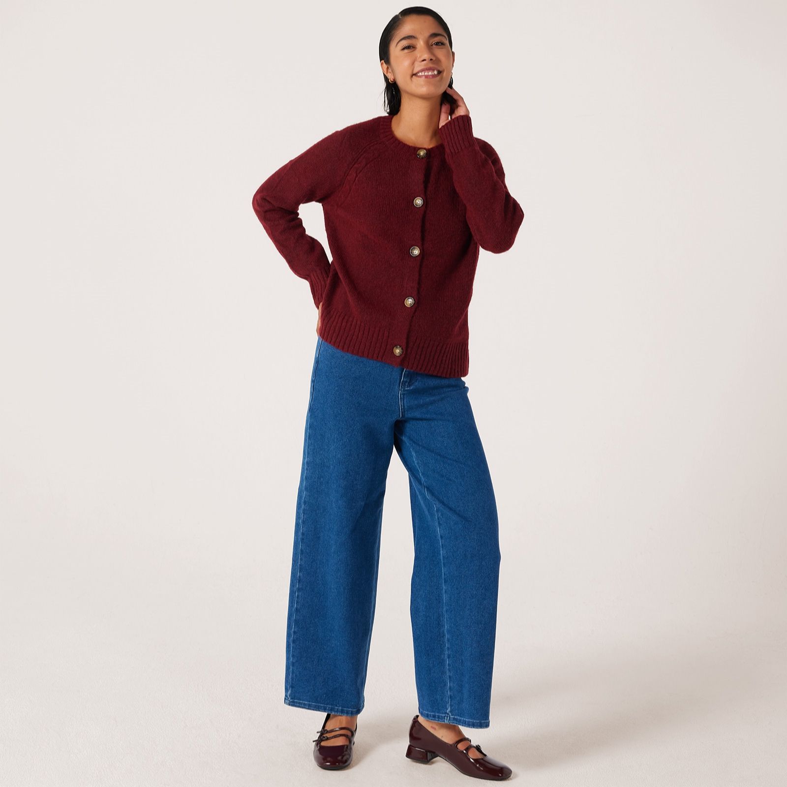 Denim & Co. Button Through Cardigan with Cable Detail
