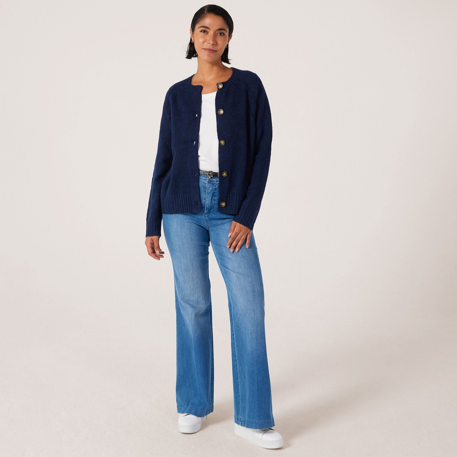 Denim & Co. Button Through Cardigan with Cable Detail