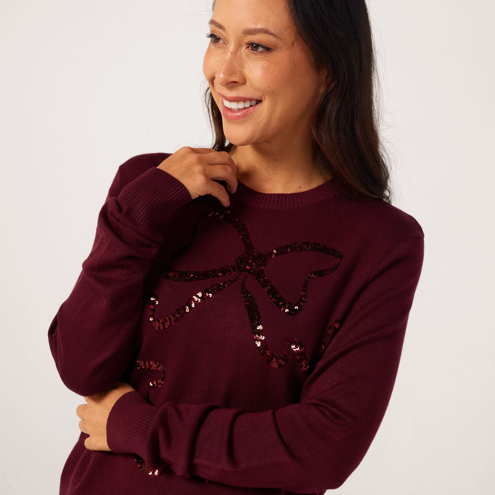 Denim & Co. Sequin Motif Jumper