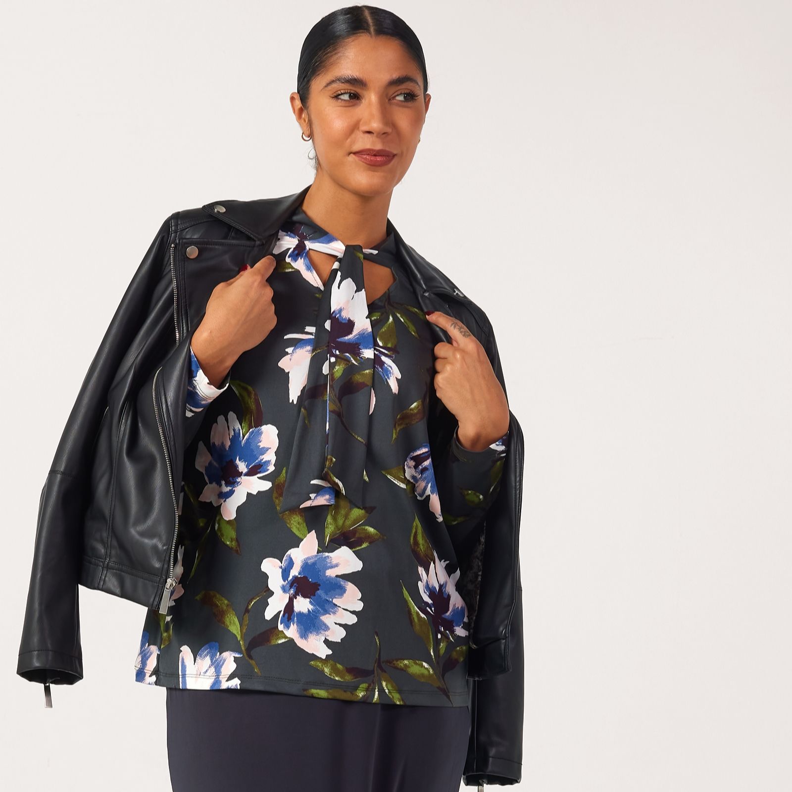 Kim & Co Printed Brazil Jersey Long Sleeve Bow Top