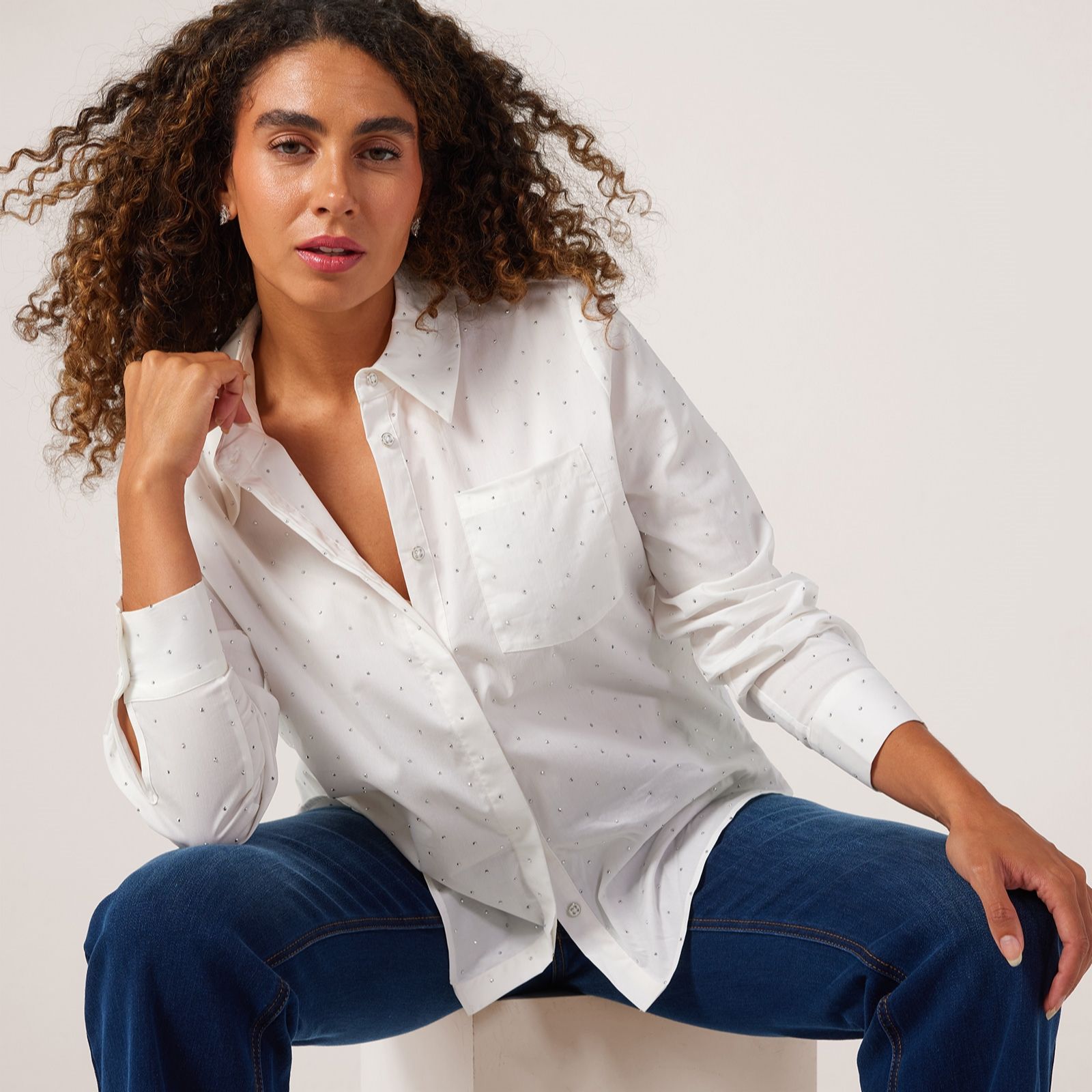 Dannii Minogue Sparkle Embellished Shirt Petite