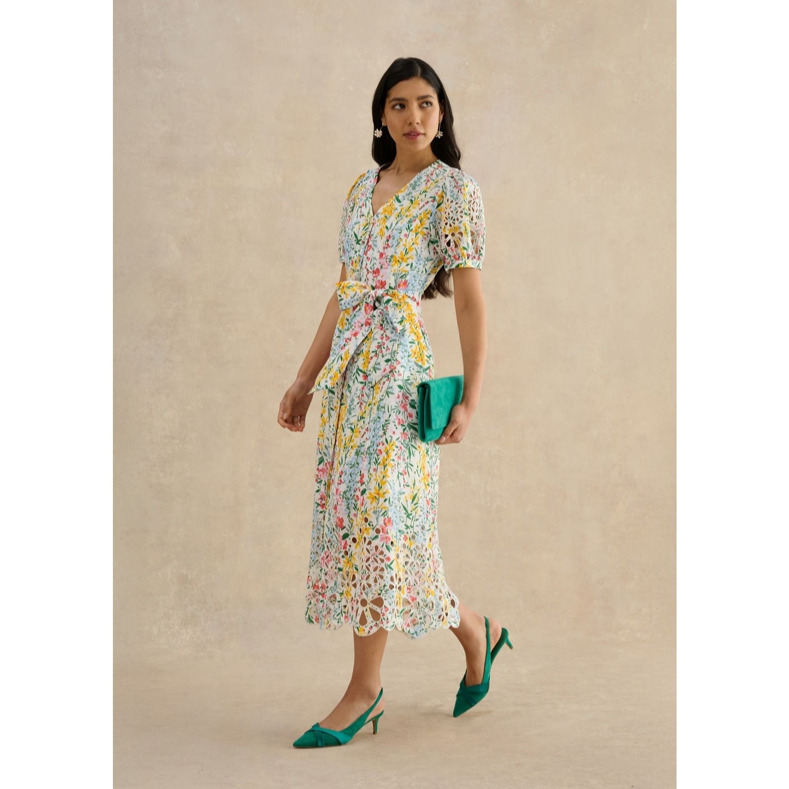 Hobbs London Christie Linen Blend Dress Standard