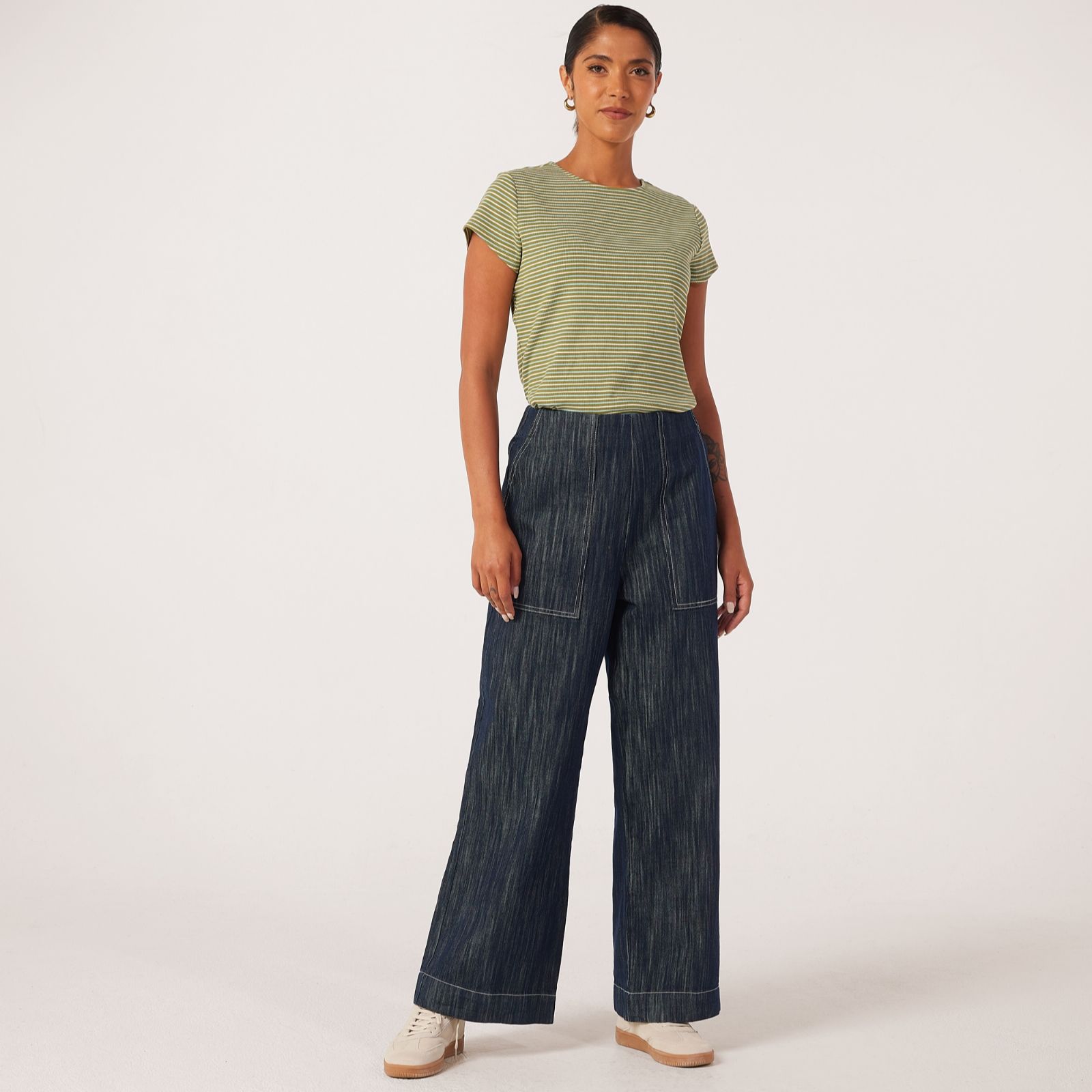 Ben de Lisi Wide Leg Patch Pocket Denim Trouser Petite