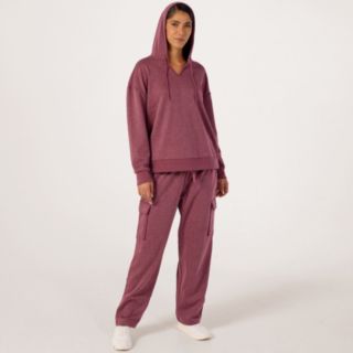 Cozee Home Marl Jersey Plush Hoodie & Cargo Set