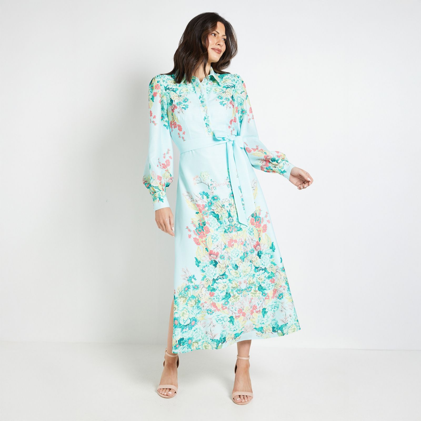 Wallis Floral Placement Print Maxi Shirt Dress