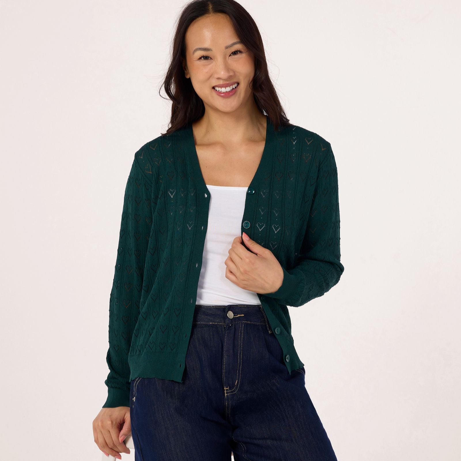 Izabel London Heart Pointelle Cardigan