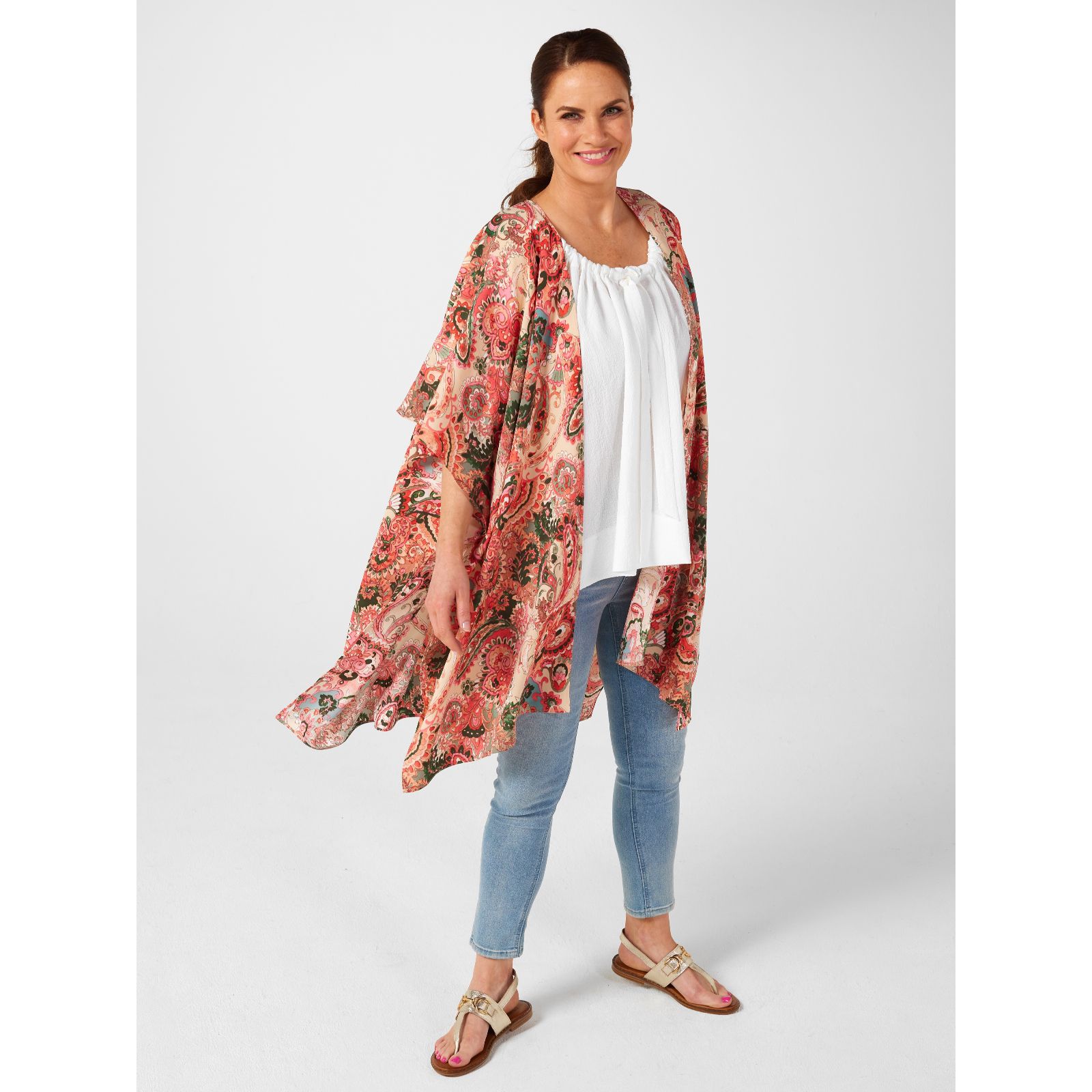 Malissa J Printed Kimono Jacket - QVC UK